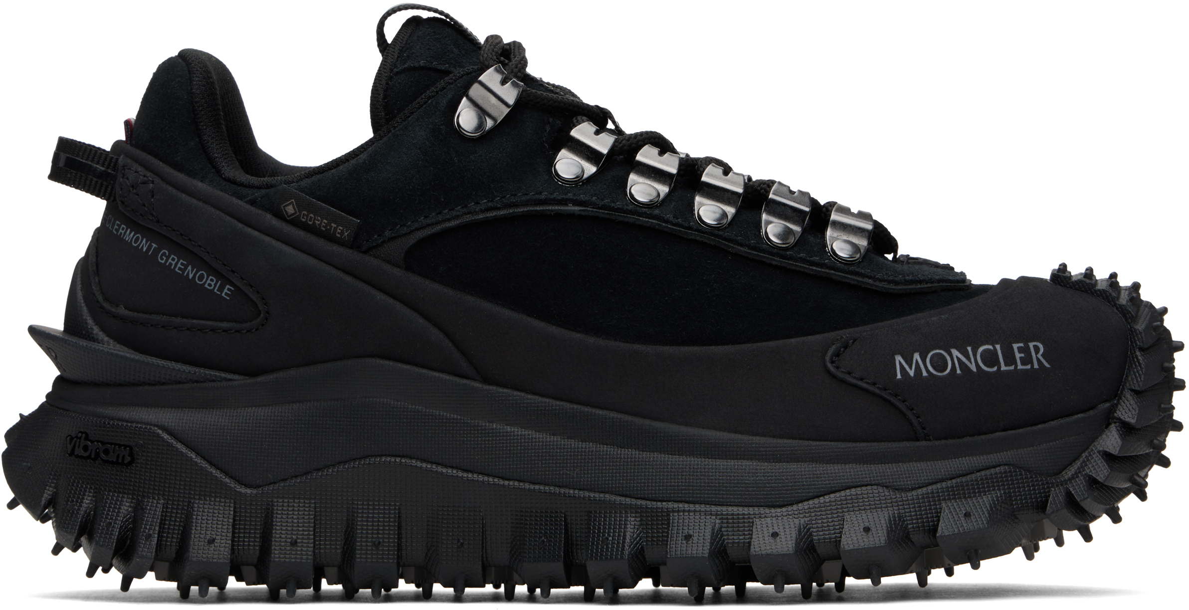 Moncler: ブラック Trailgrip Apex レザー＆スエード スニーカー