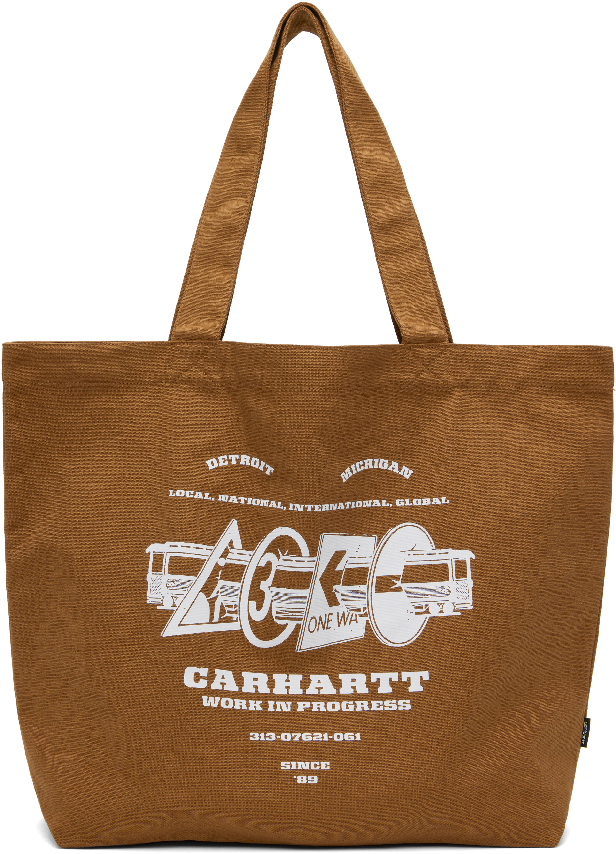 Brown Canvas Graphic Large Tote