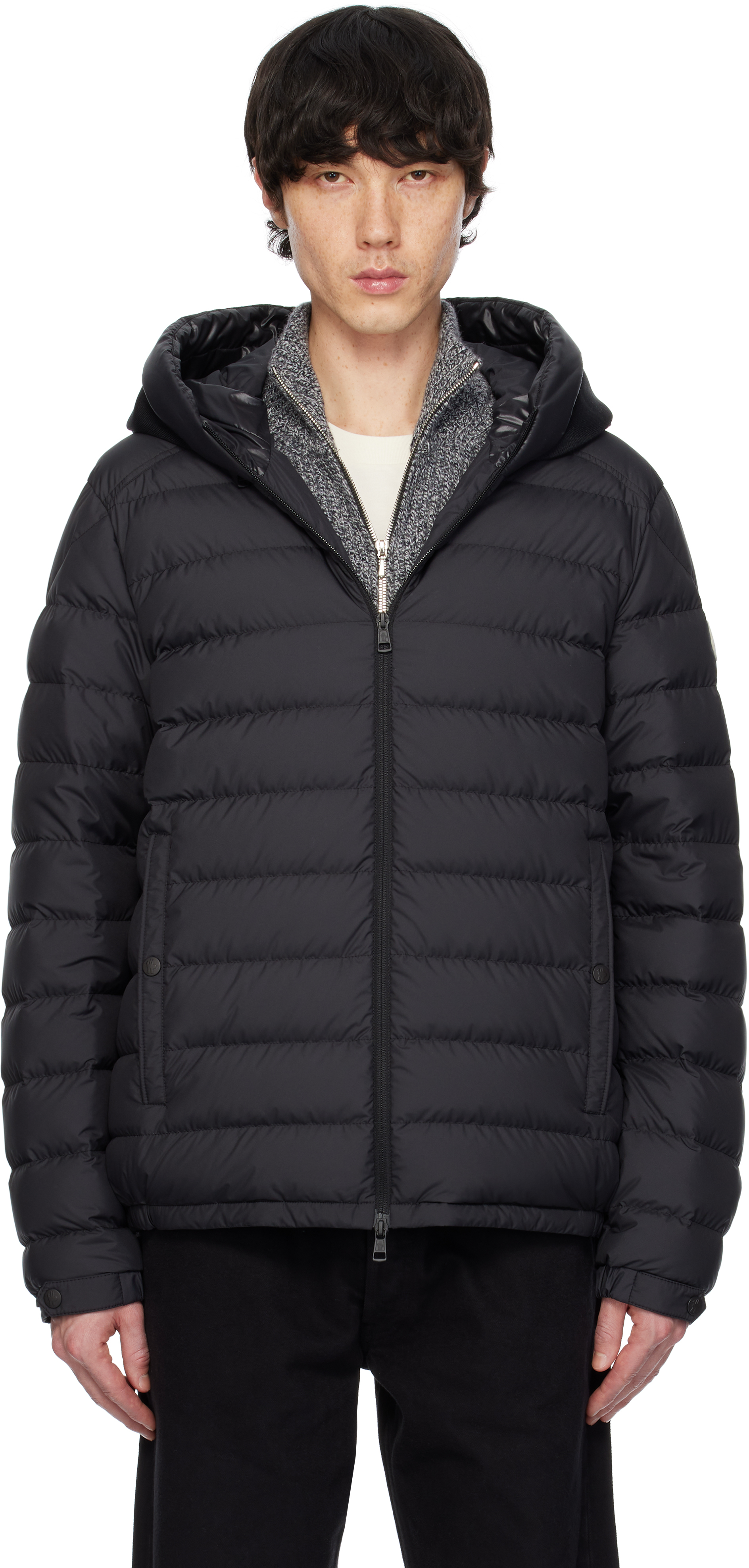 Black Chevrerie Hooded Short Down Jacket