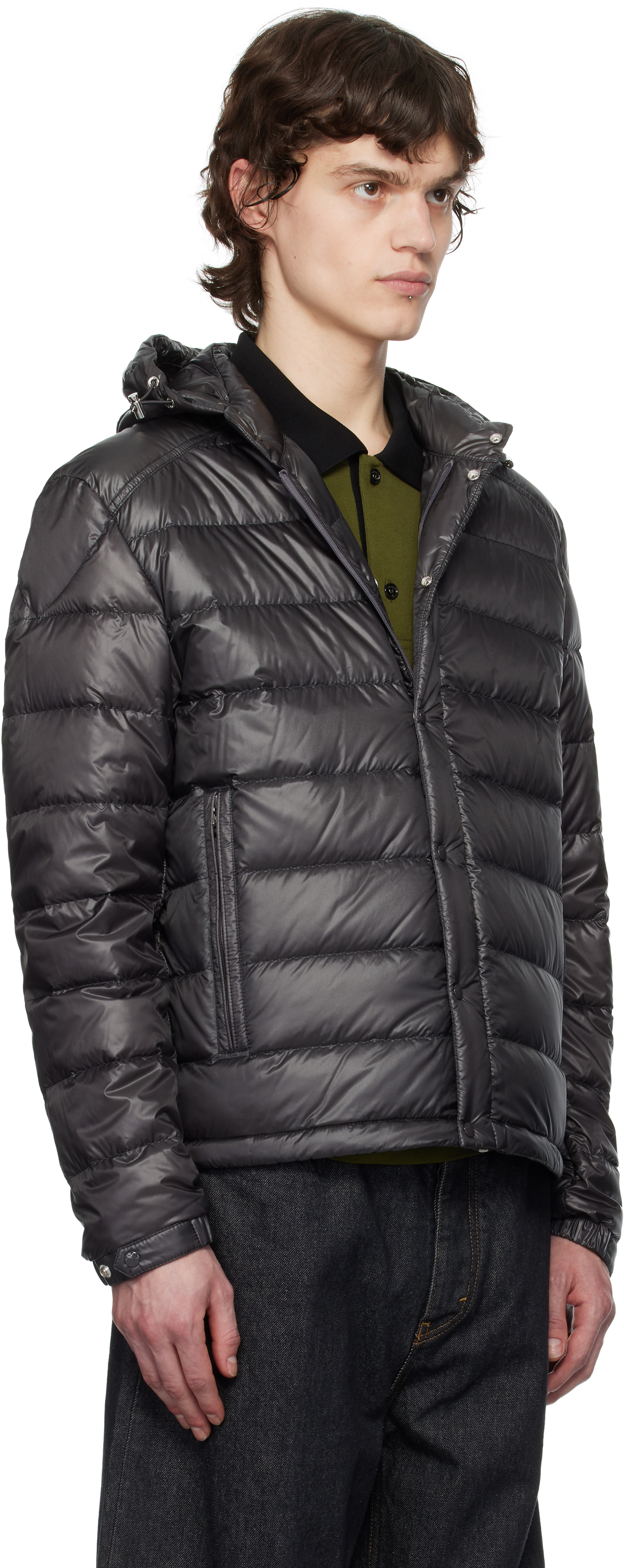 Moncler Gray Gliere Hooded Short Down Jacket In 946 - Iron