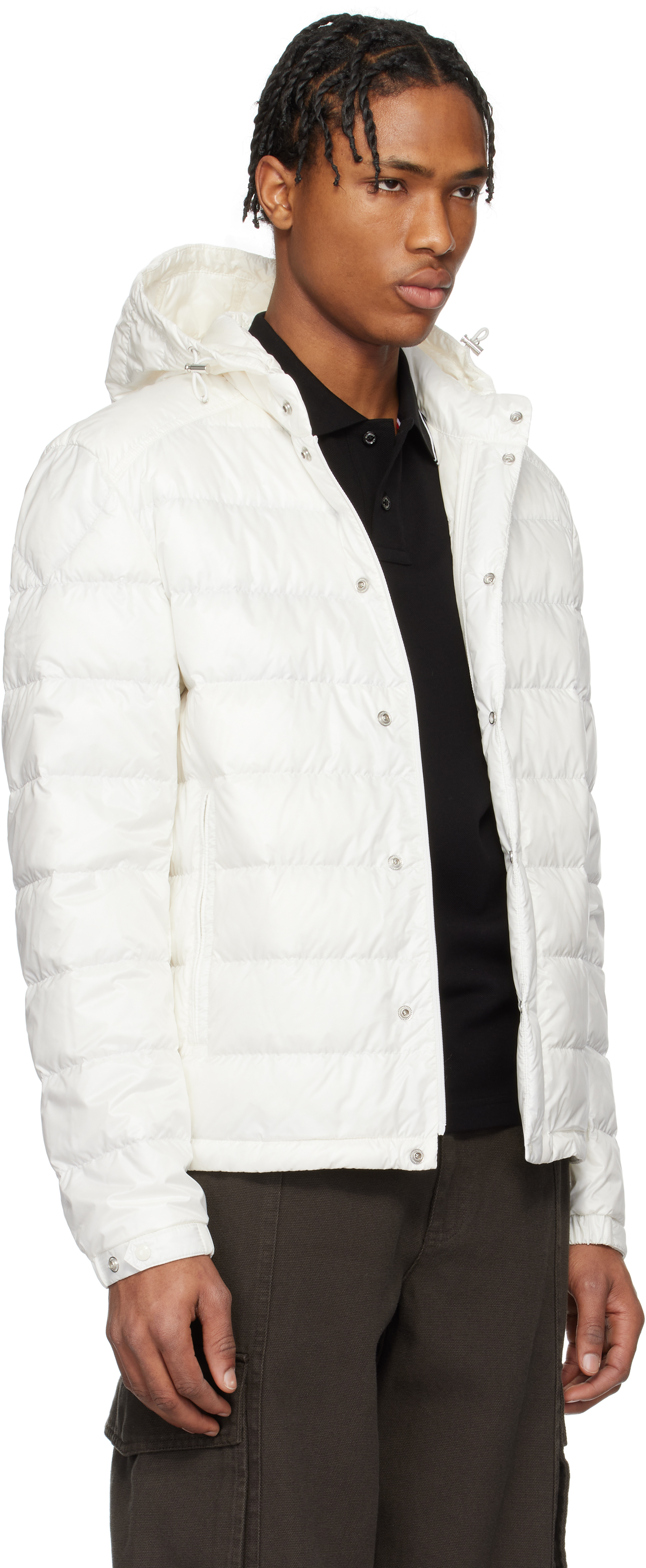 Moncler White Gliere Hooded Short Down Jacket In 032 - Bright White