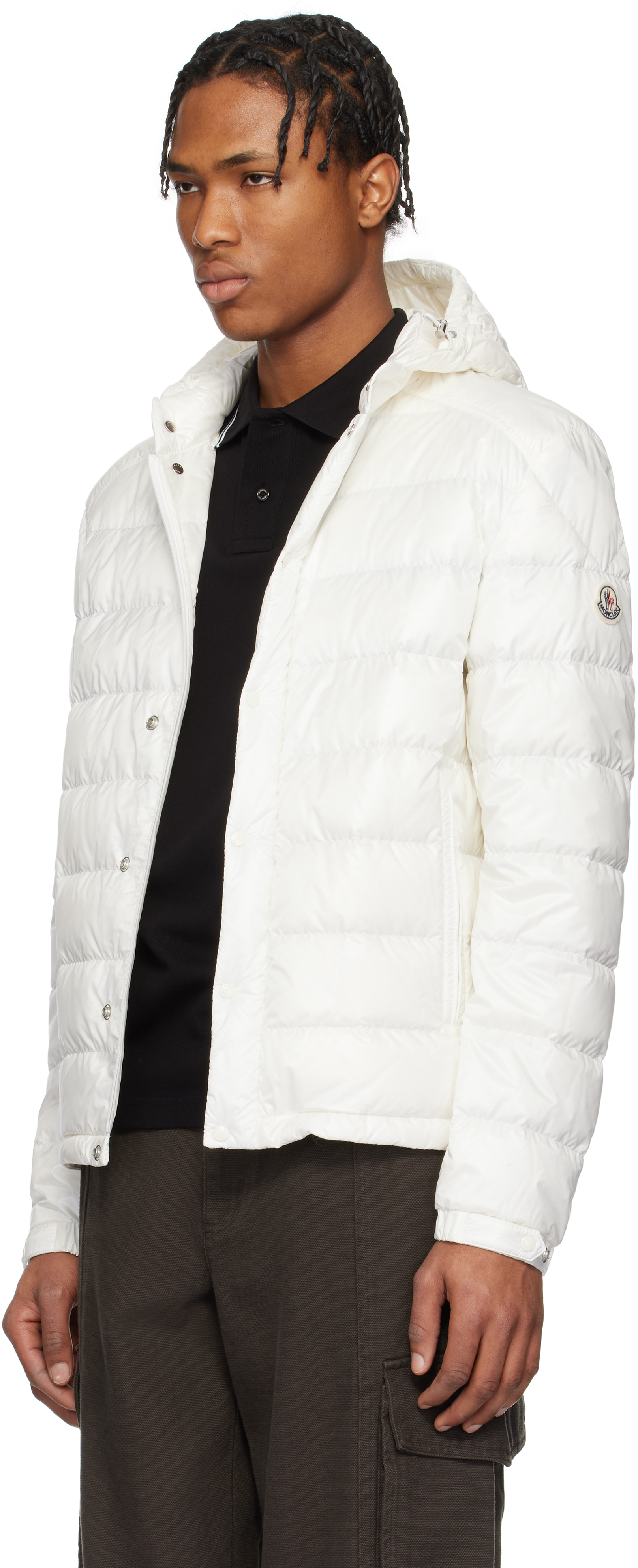 Moncler White Gliere Hooded Short Down Jacket In 032 - Bright White