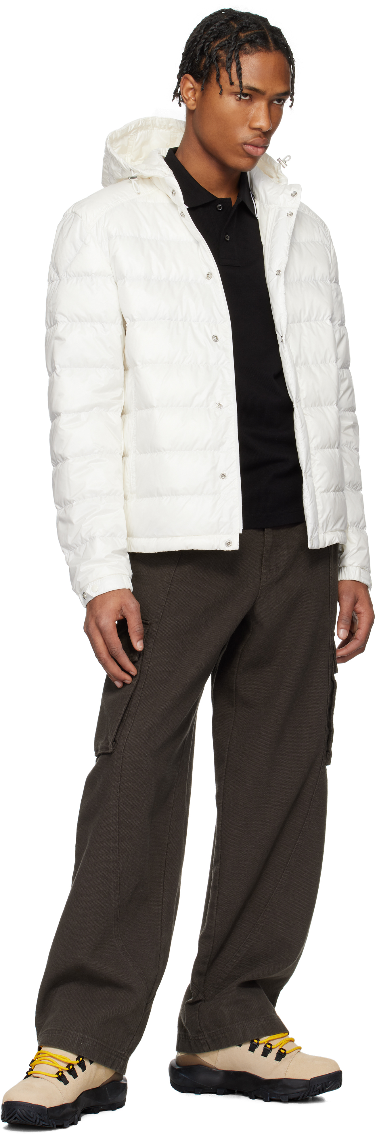 Moncler White Gliere Hooded Short Down Jacket In 032 - Bright White