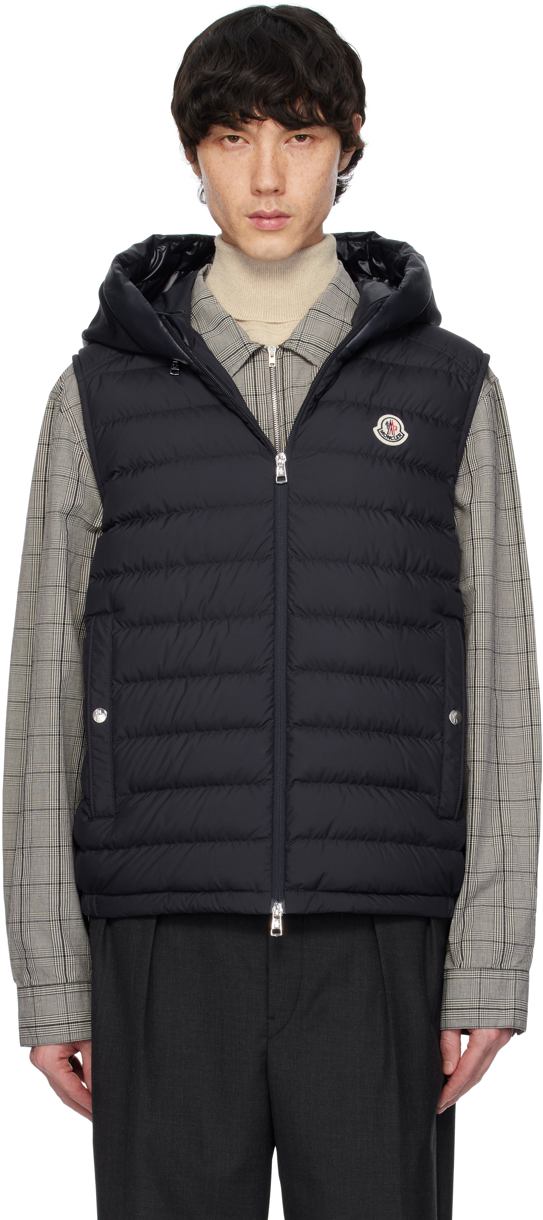 Navy Bourget Hooded Down Vest