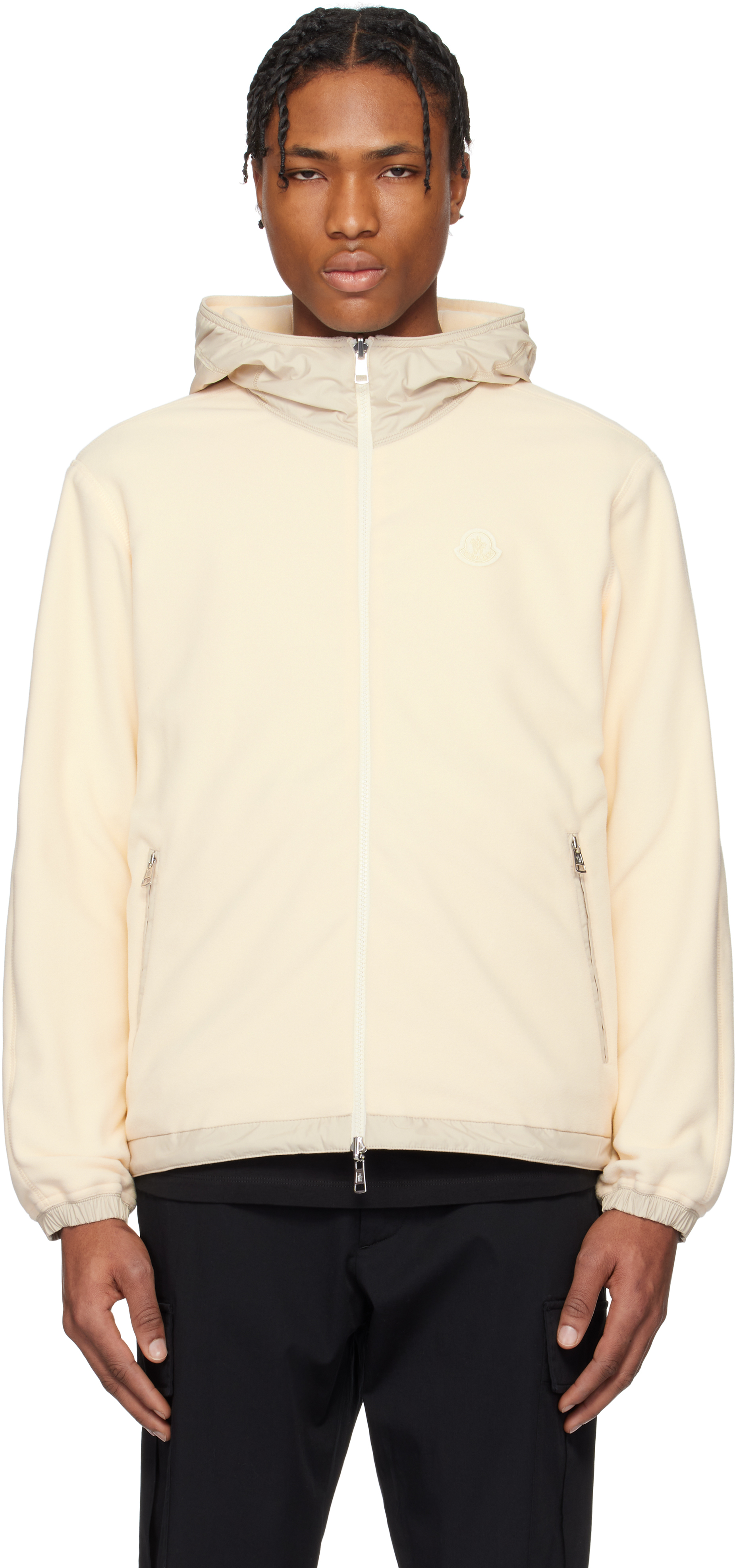 正規品★MONCLER リバーシブルフリースジップアップフーディー Moncler: ベージュ リバーシブル フリース ジップアップフーディ