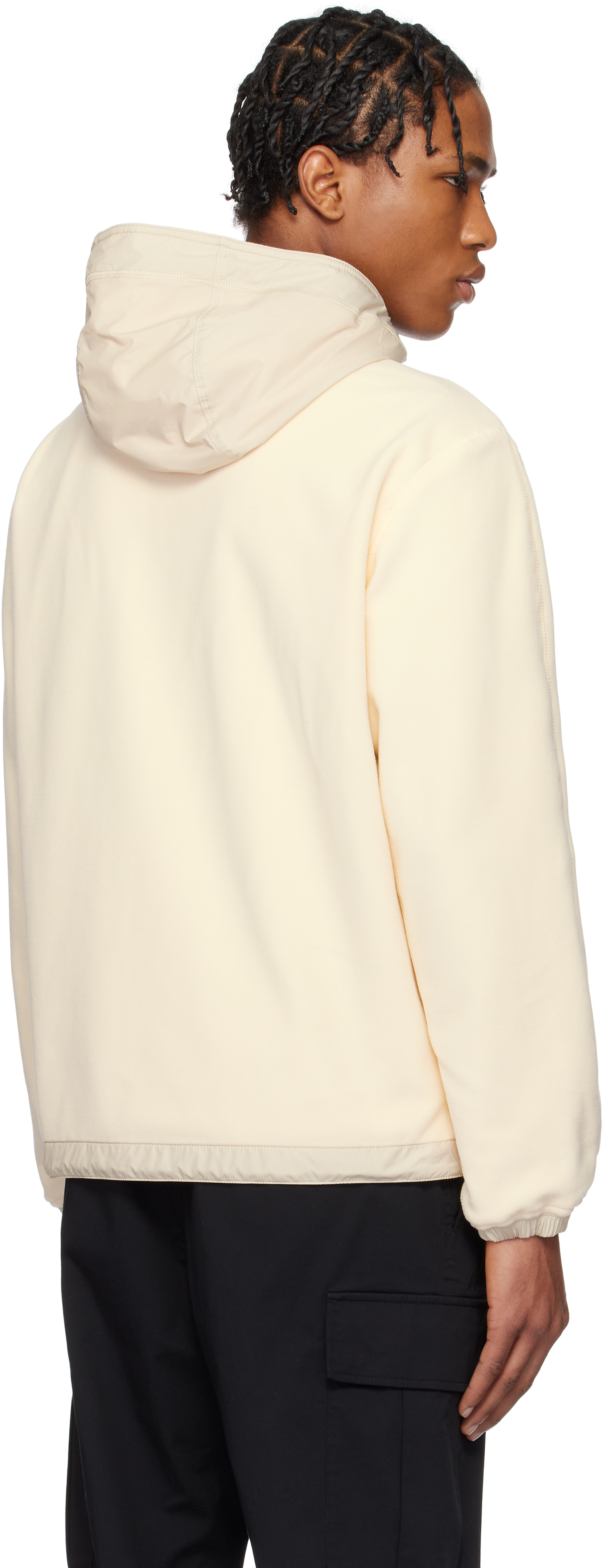 Moncler Cardigan Zippé Réversible En Molleton In F60 - Light Beige
