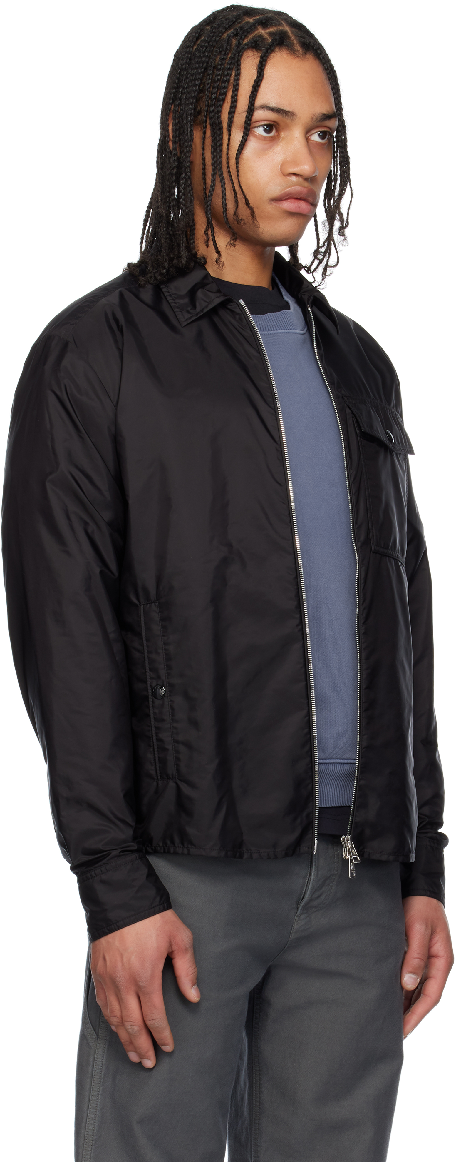 Moncler Black Jacket With Front Pockets In 999