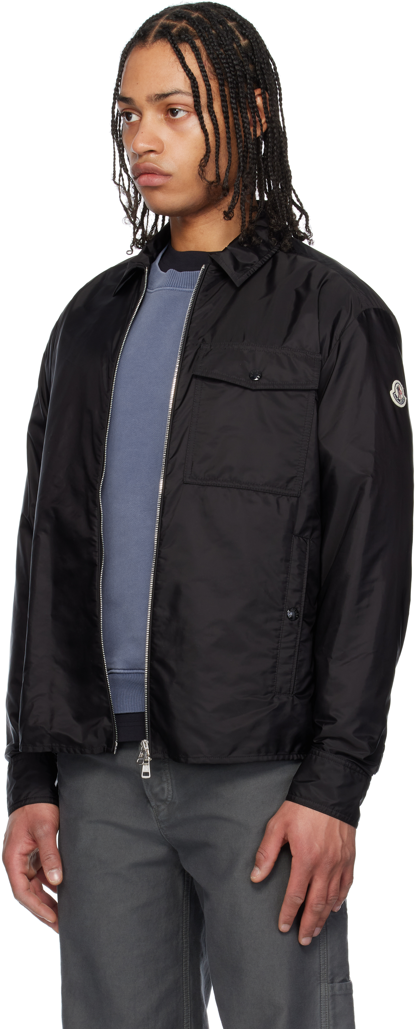 Moncler Black Jacket With Front Pockets In 999