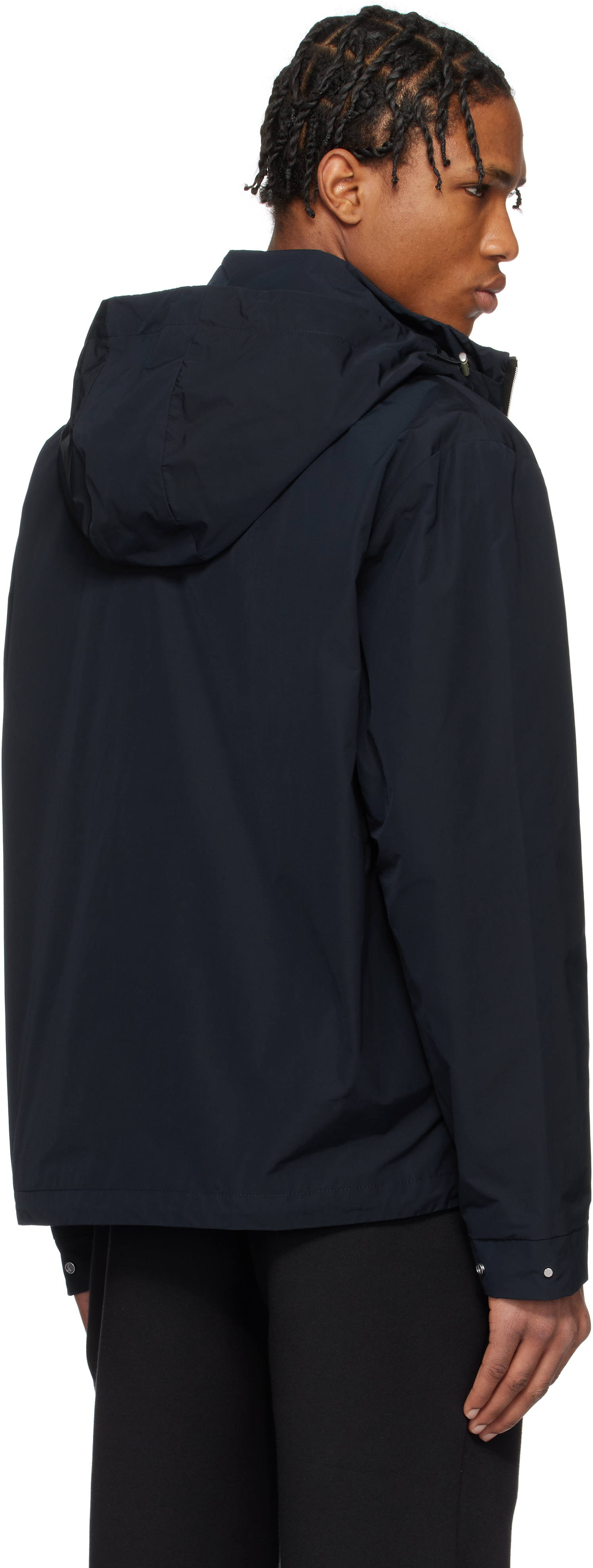 Moncler Navy Lacha Hooded Windbreaker Jacket In 742