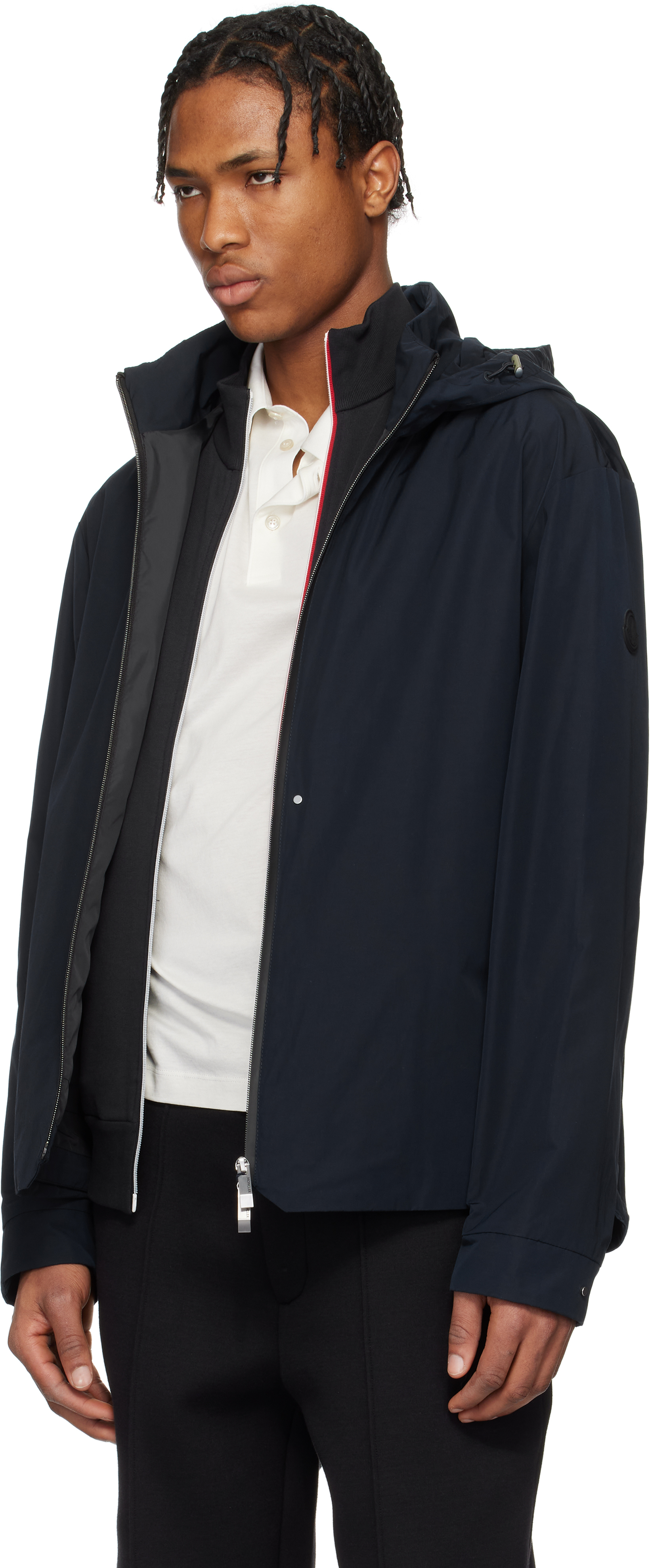 Moncler Navy Lacha Hooded Windbreaker Jacket In 742