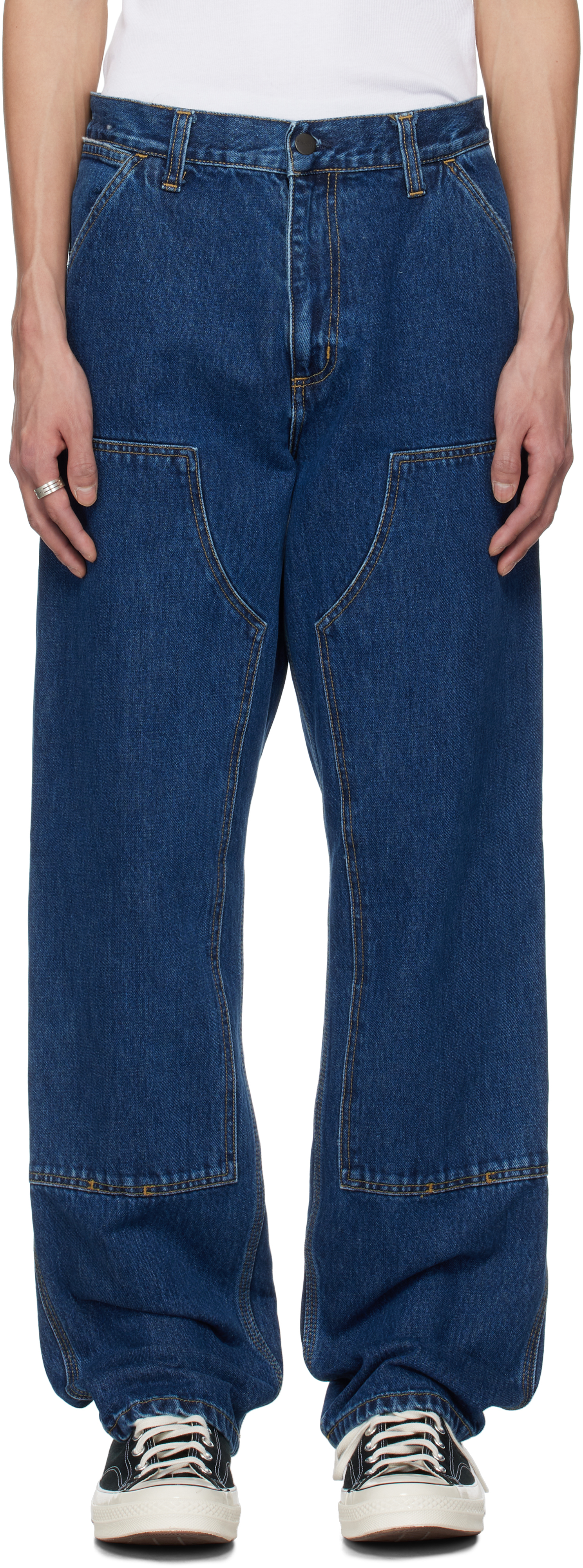 Blue Double Knee Jeans by Carhartt Work In Progress on Sale