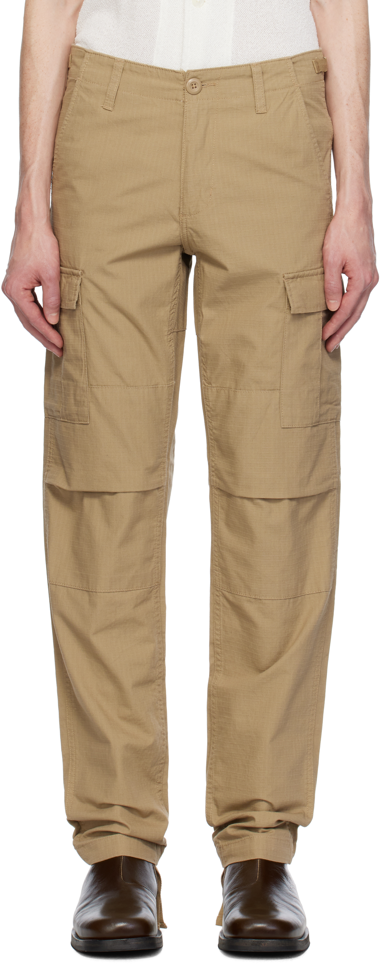 Beige Aviation Cargo Pants by Carhartt Work In Progress on Sale