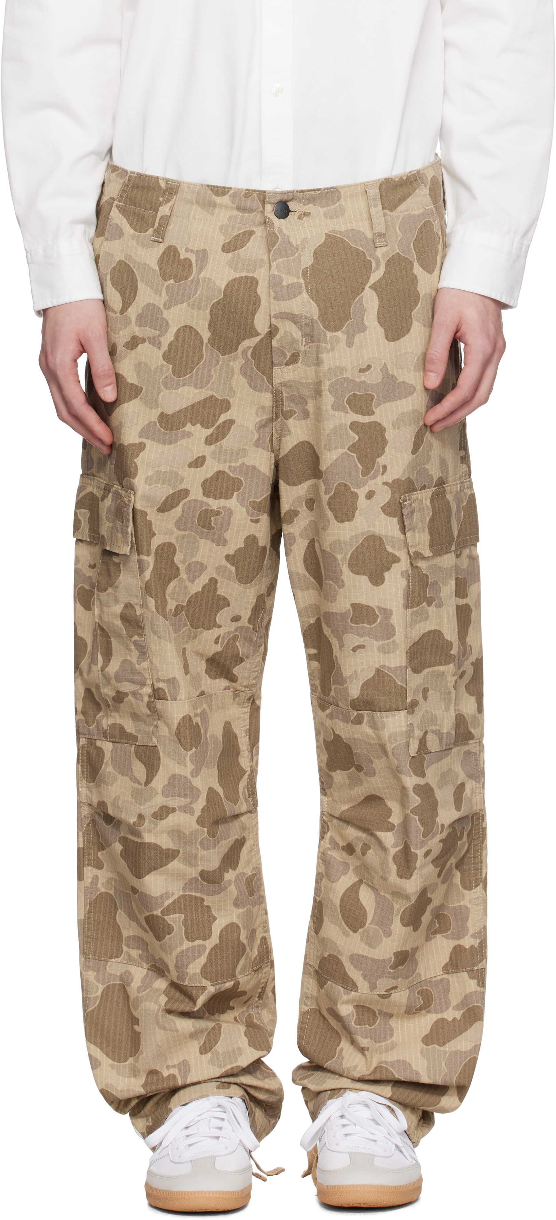 Carhartt Work In Progress Duck Landon Camo Loose Tapered Organic Cotton Jeans In 2r402 Camoduckdesert