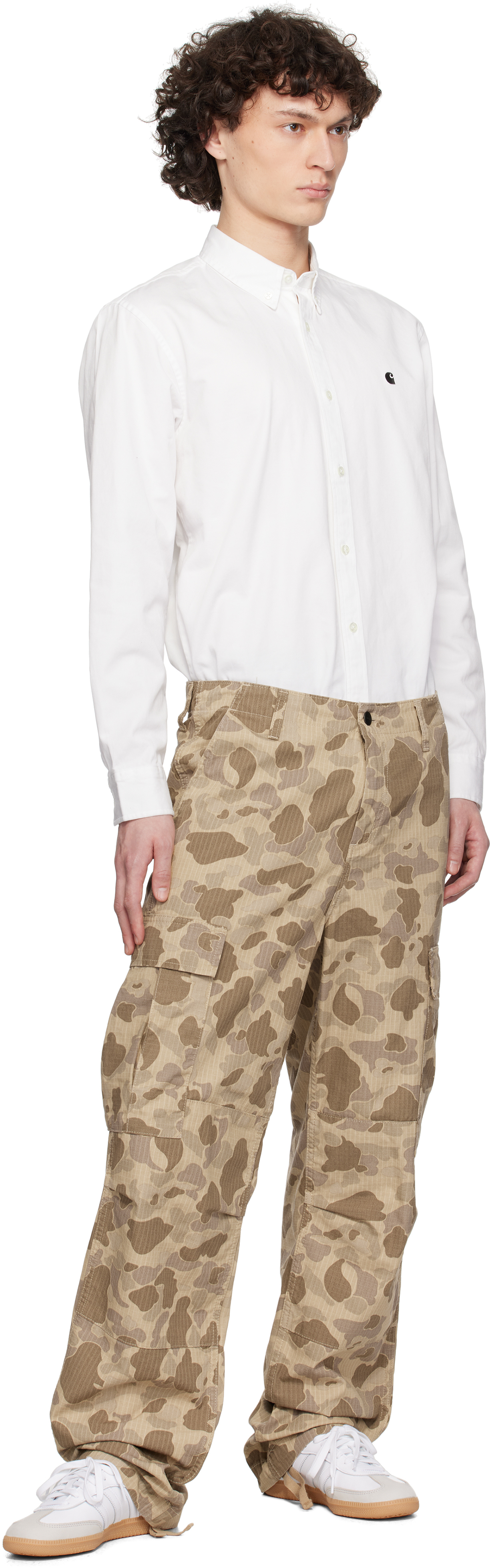 Carhartt Work In Progress Duck Landon Camo Loose Tapered Organic Cotton Jeans In 2r402 Camoduckdesert