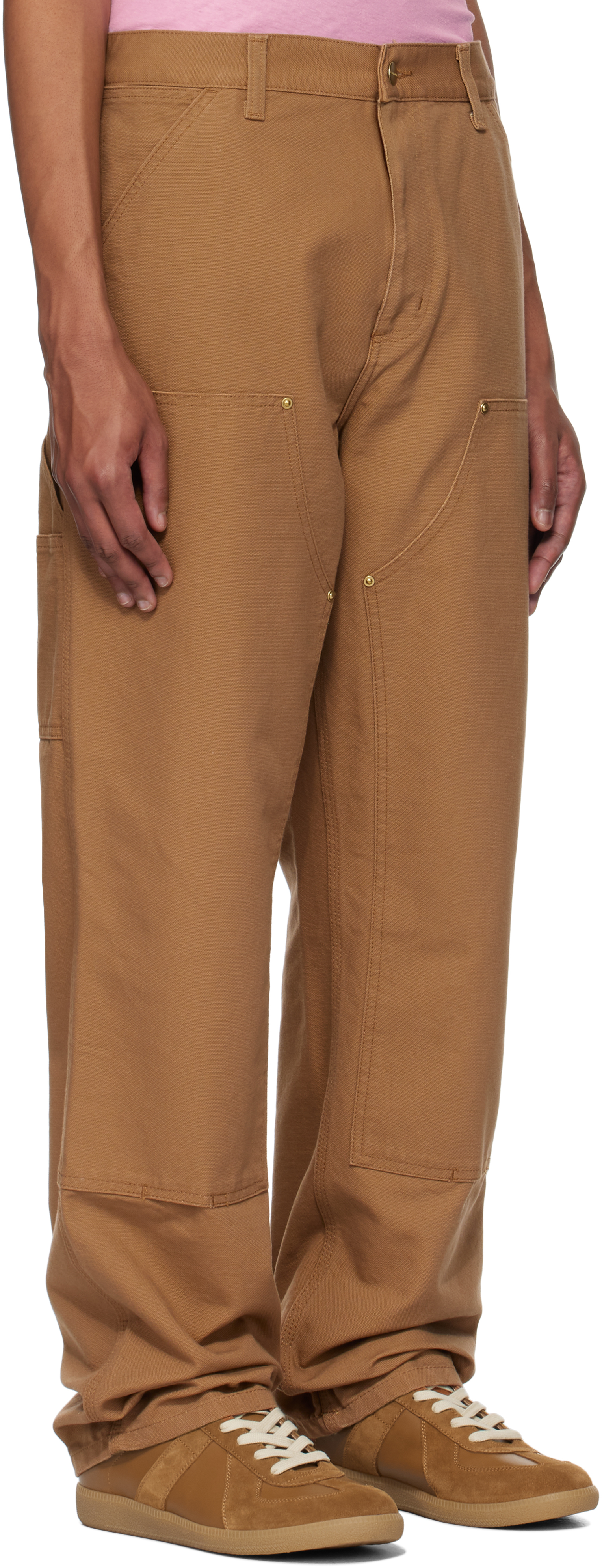 Shop Carhartt Brown Double Knee Trousers In Hz02 Hamilton Brown
