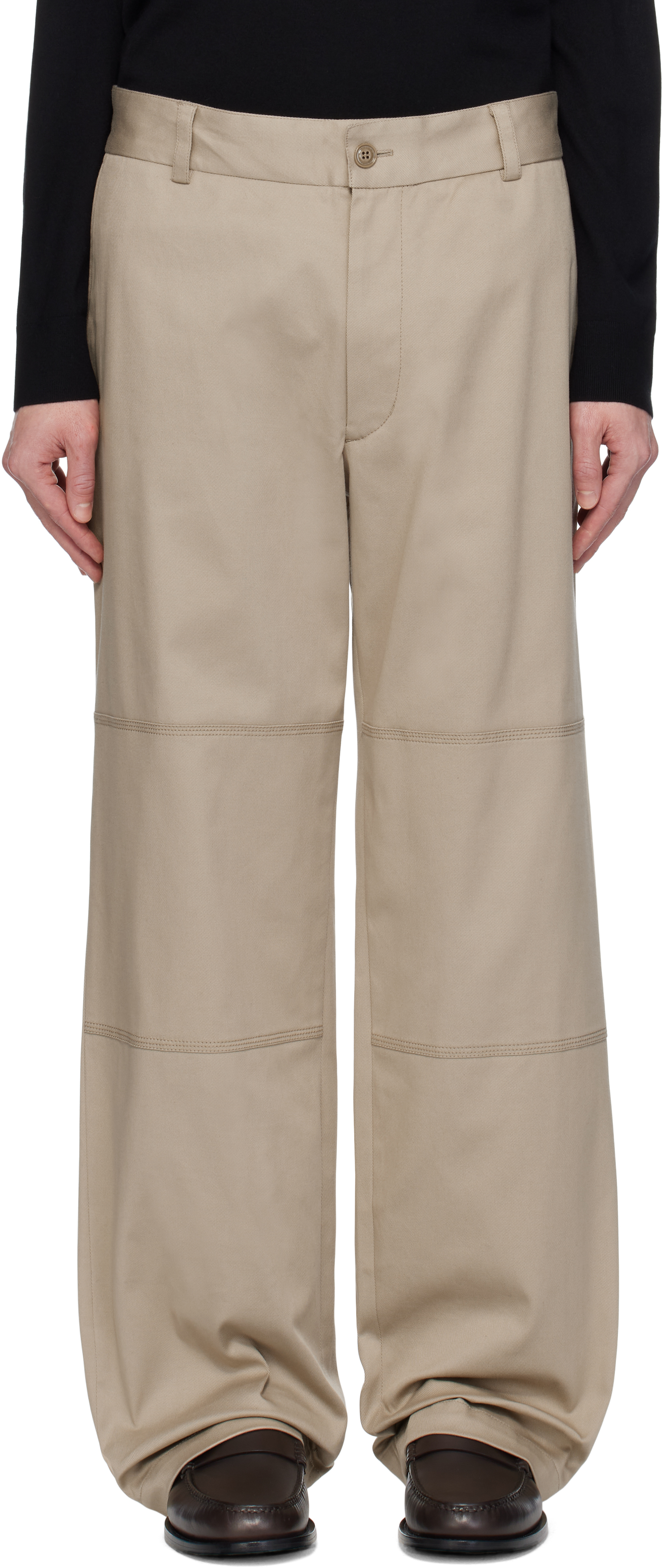 Beige Cotton Gabardine Trousers