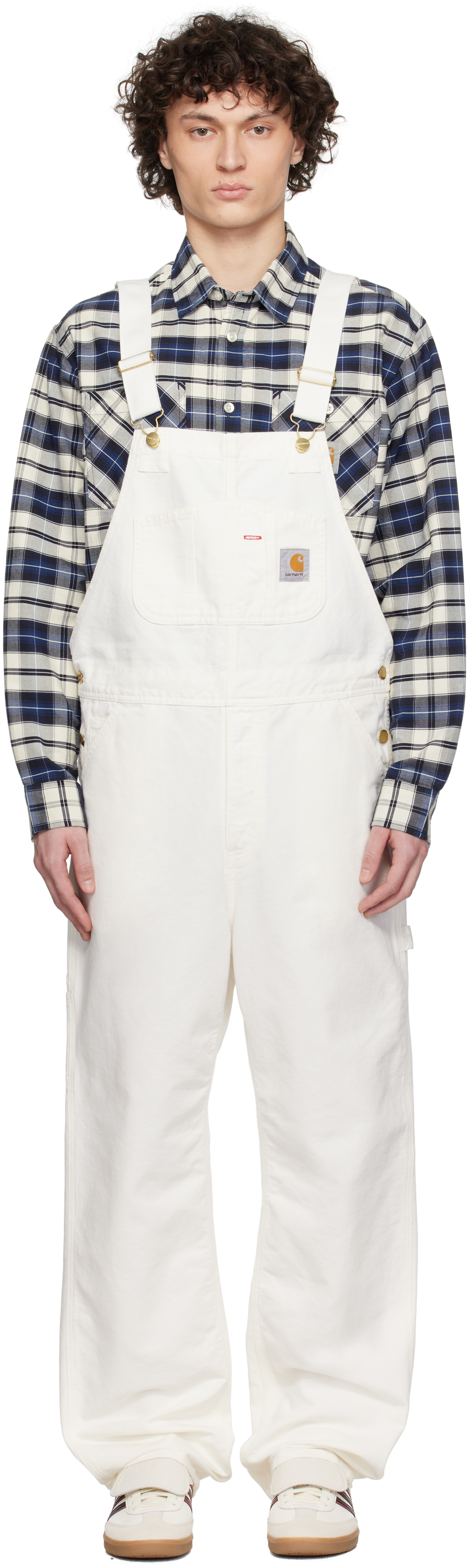 Carhartt Man Overalls Off White Size 30w-30l Organic Cotton In D602 Wax