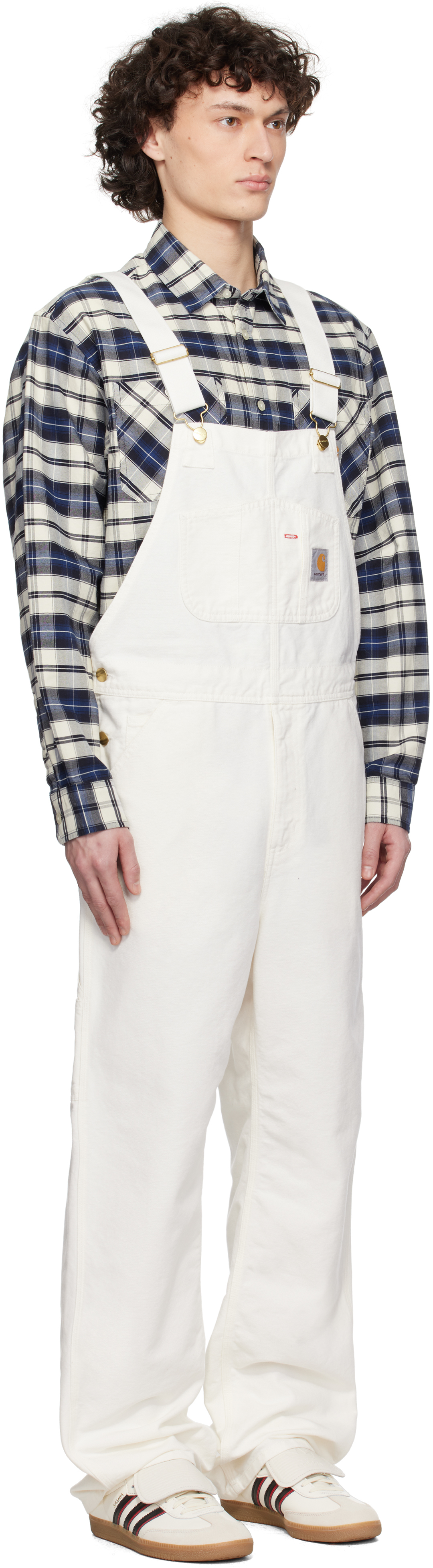Carhartt Man Overalls Off White Size 30w-30l Organic Cotton In D602 Wax