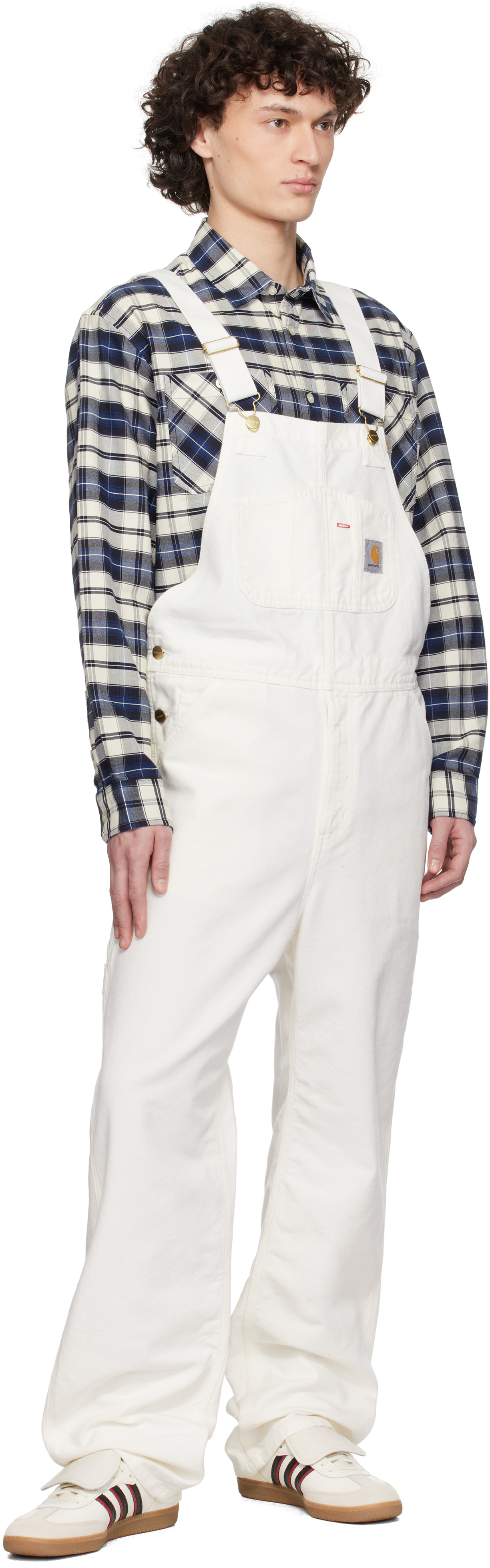 Carhartt Man Overalls Off White Size 30w-30l Organic Cotton In D602 Wax