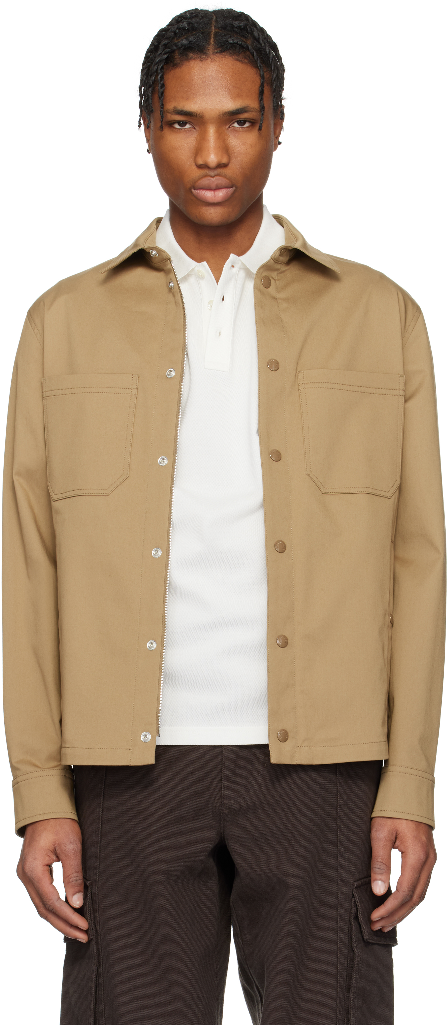 Beige Cotton Gabardine Overshirt