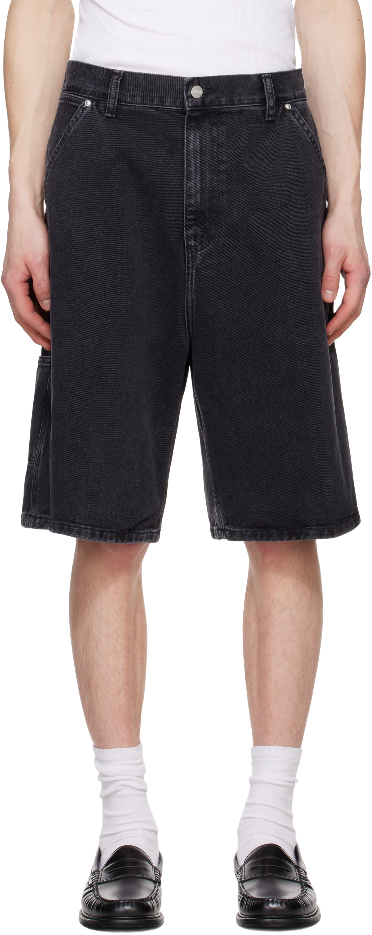 Carhartt Single-knee Bermuda Shorts In 8906 Black Stone Was