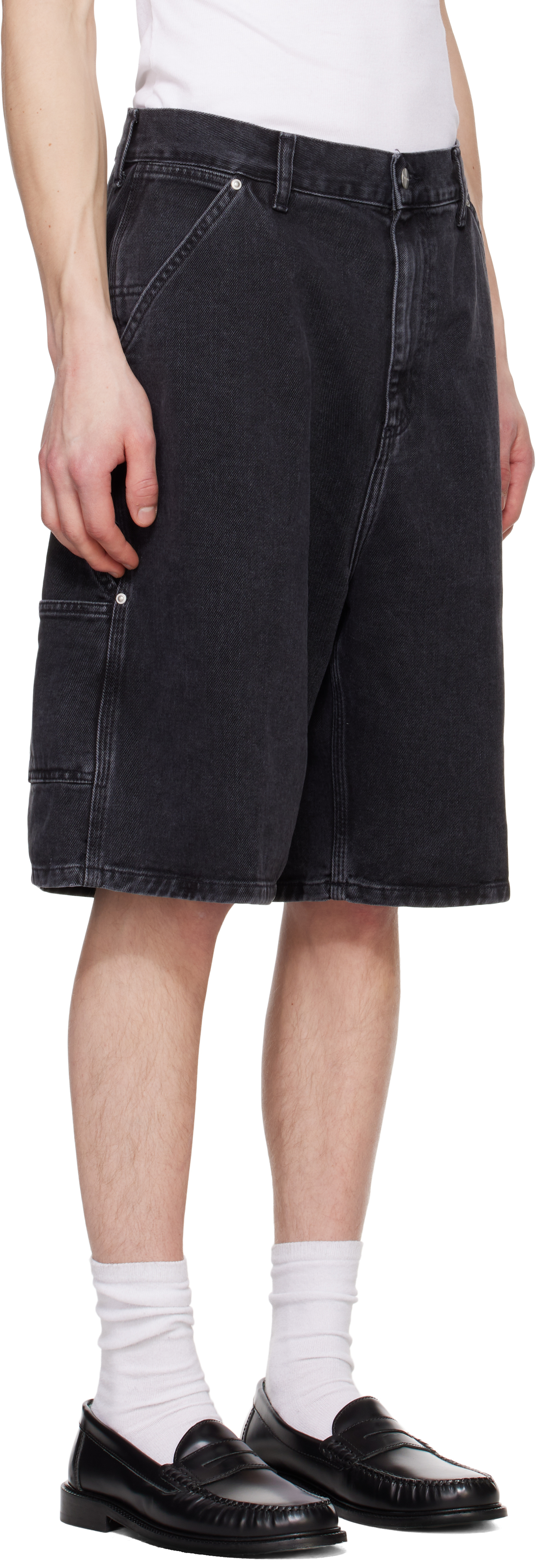 Carhartt Single-knee Bermuda Shorts In 8906 Black Stone Was