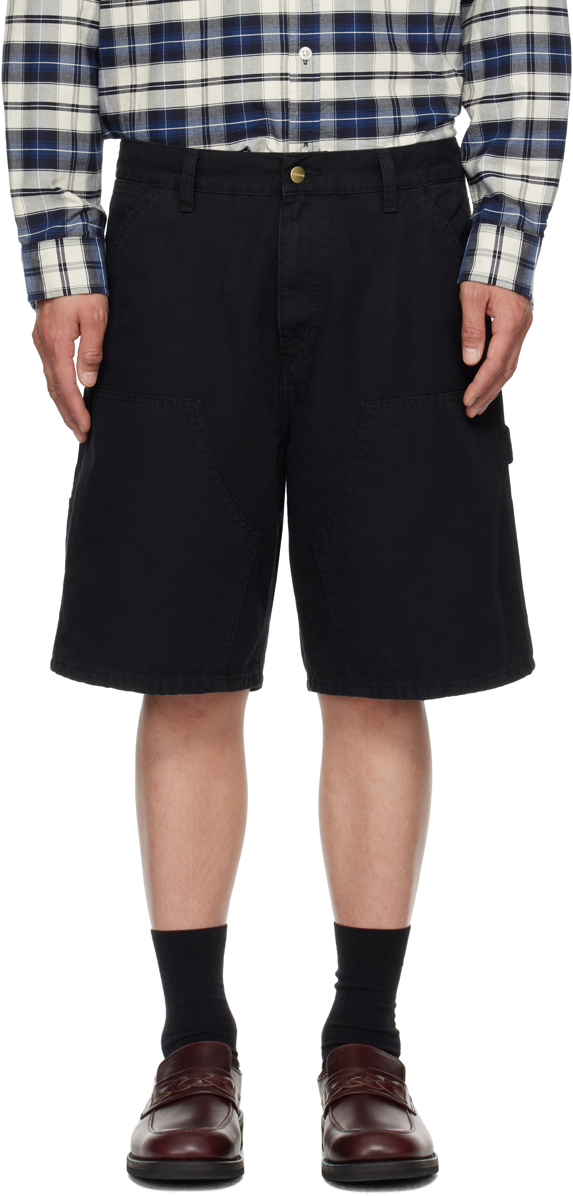 Carhartt Work In Progress: Black Double Knee Shorts | SSENSE