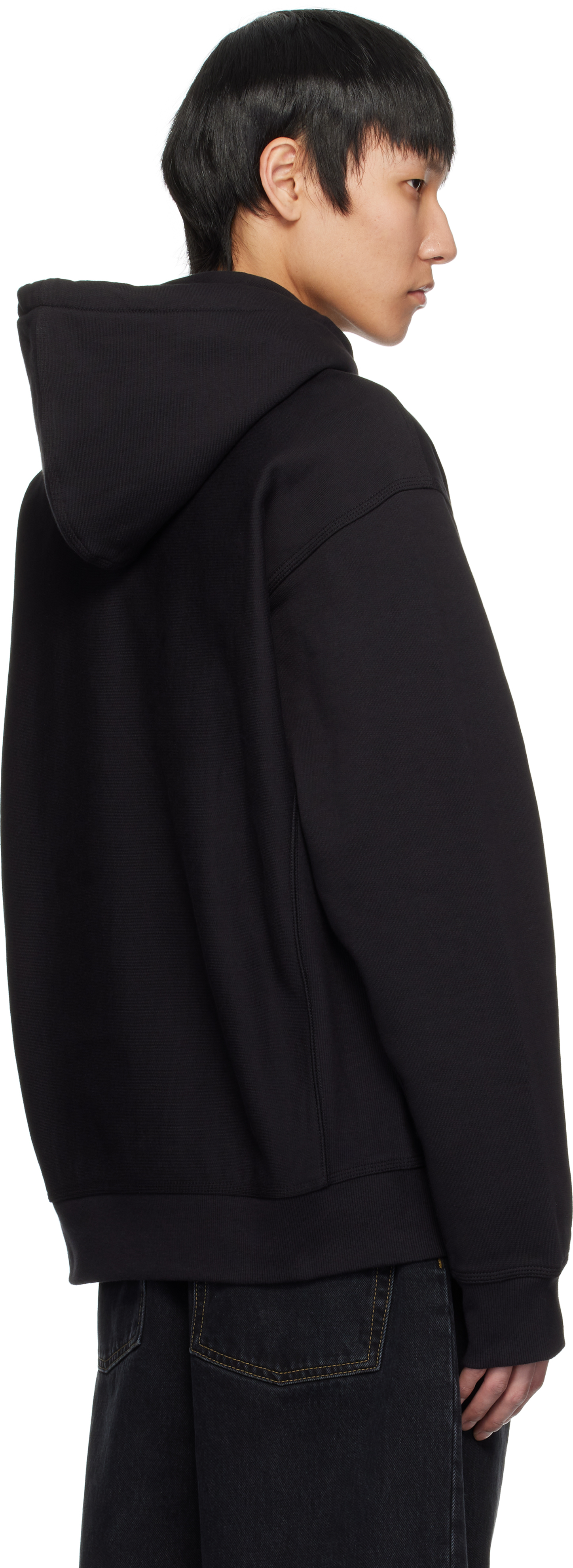 Carhartt Wip American Script Hooded Cotton Sweatshirt In 89xx Black