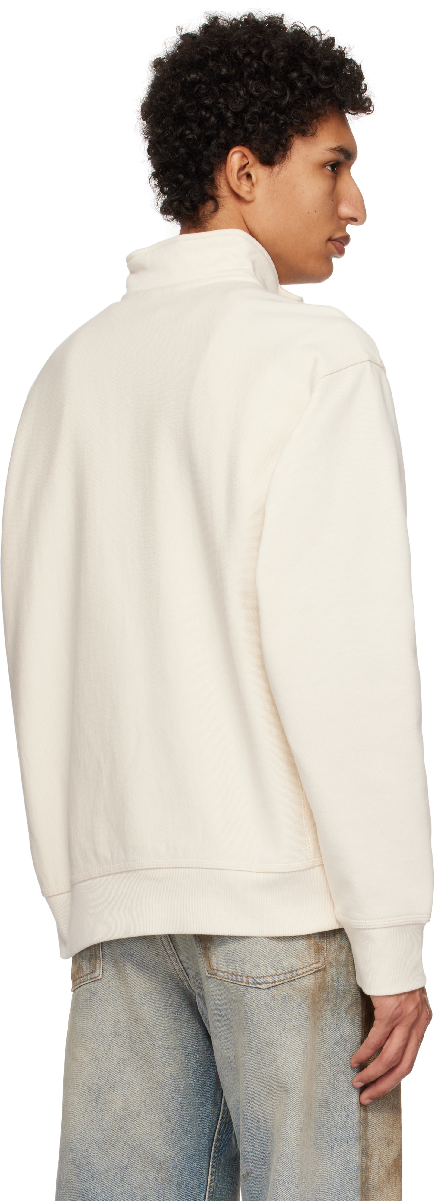 Carhartt Off-white Half Zip American Script Sweatshirt In 05xx Natural