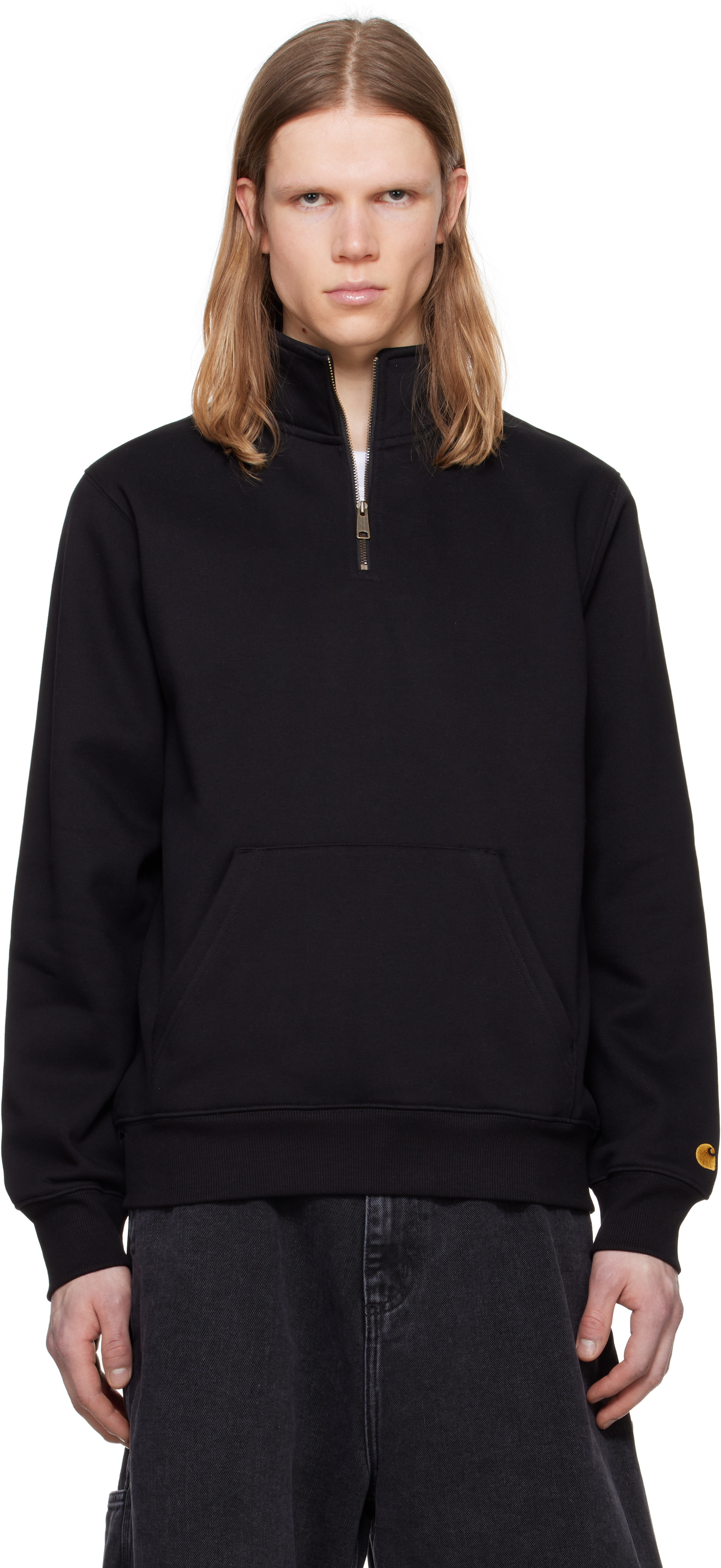 Black Chase Neck Zip Sweatshirt