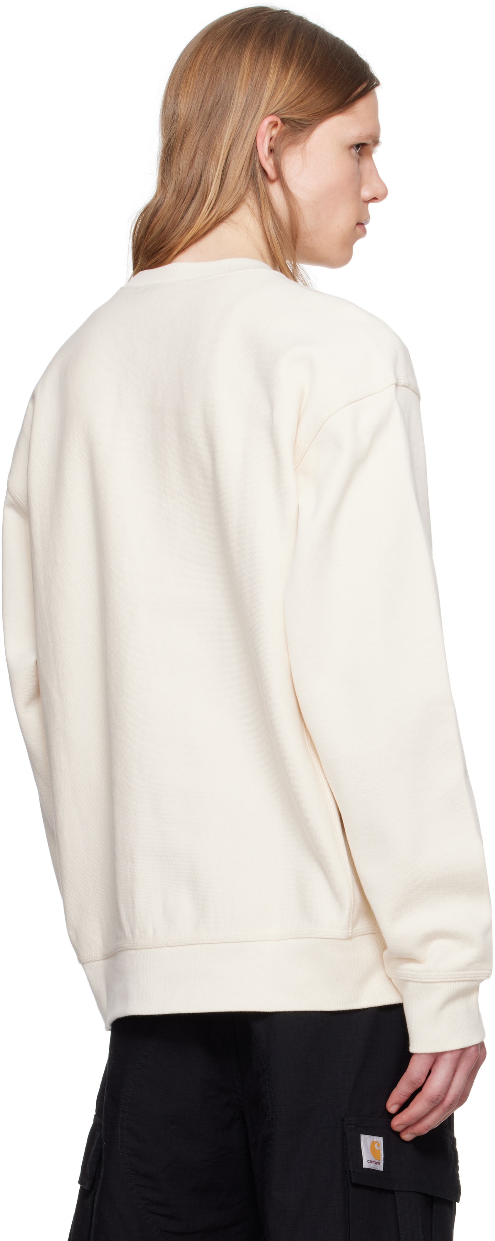 Carhartt Crewneck Sweatshirt In Cotton With Embroidered Logo In 05xx Natural