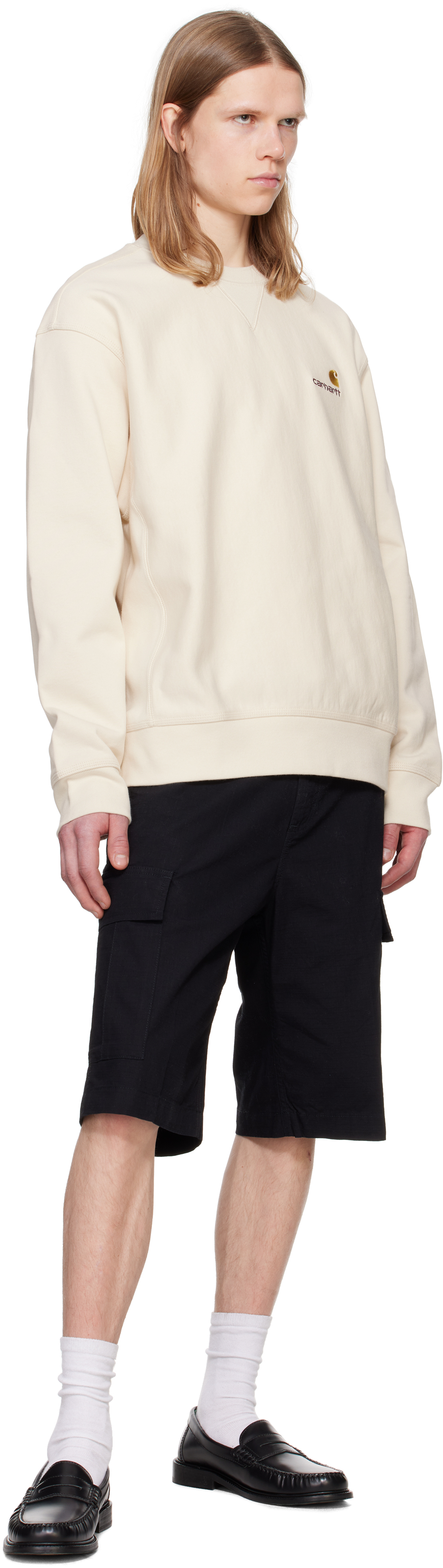 Carhartt Crewneck Sweatshirt In Cotton With Embroidered Logo In 05xx Natural