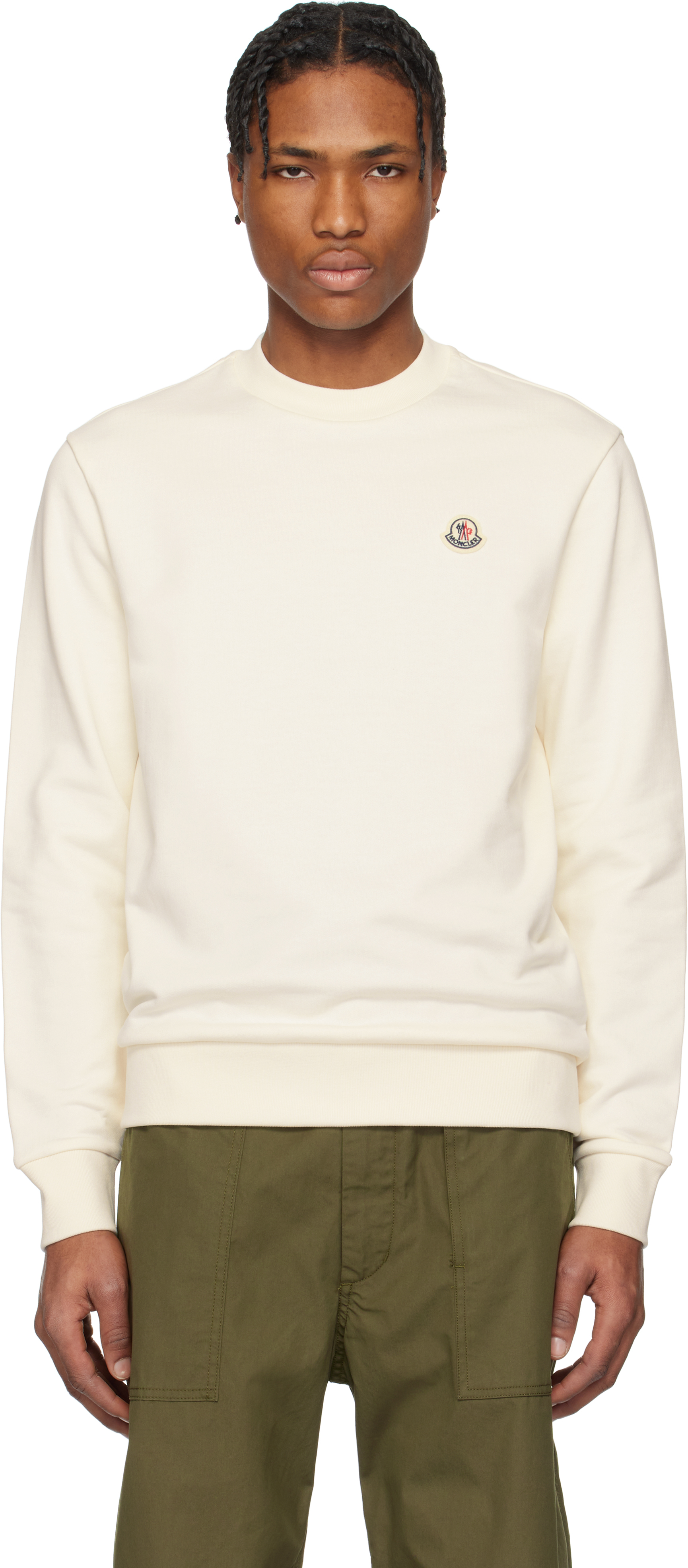 正規品★MONCLER ロゴパッチ コットン スウェットシャツ Moncler: ブラック ロゴパッチ コットン スウェットシャツ