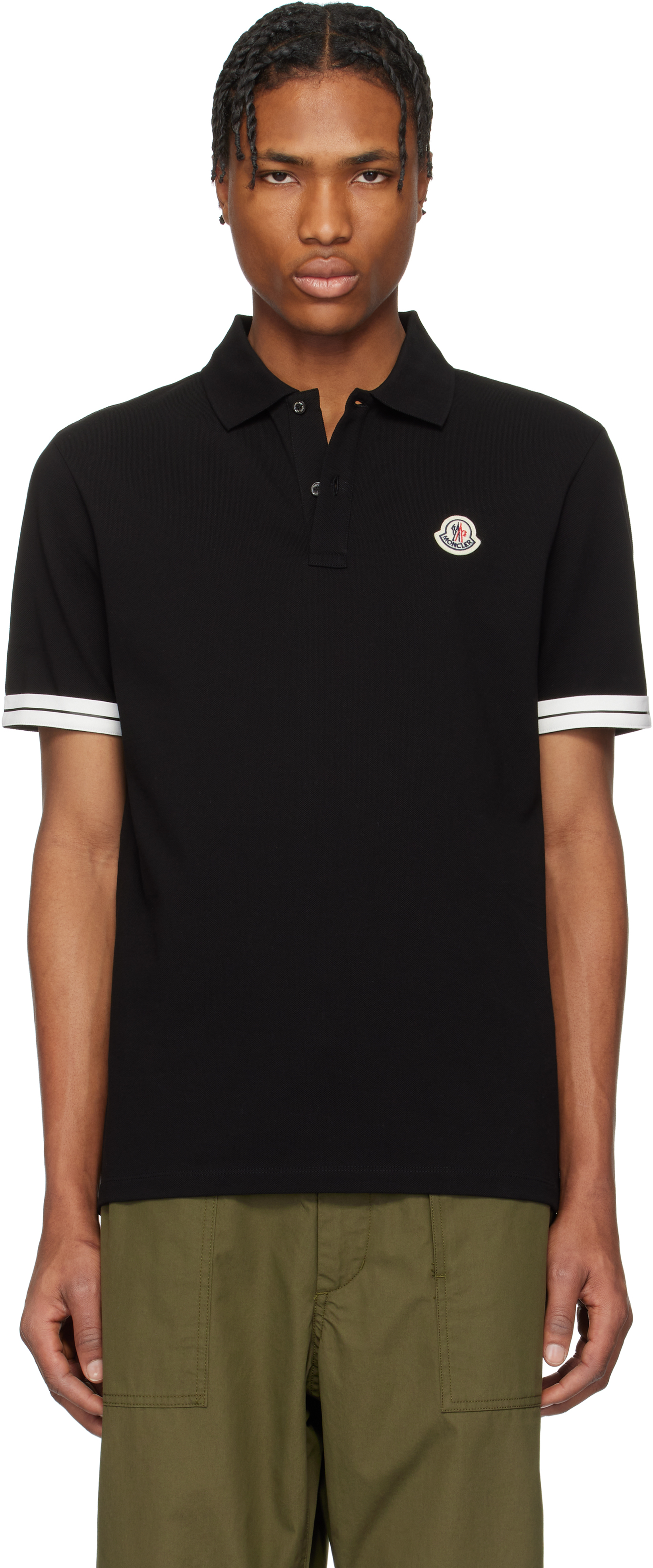 【関税込み】Moncler ブラック Archivio SS ポロシャツ Moncler: ブラック Archivio SS ポロシャツ | SSENSE 日本