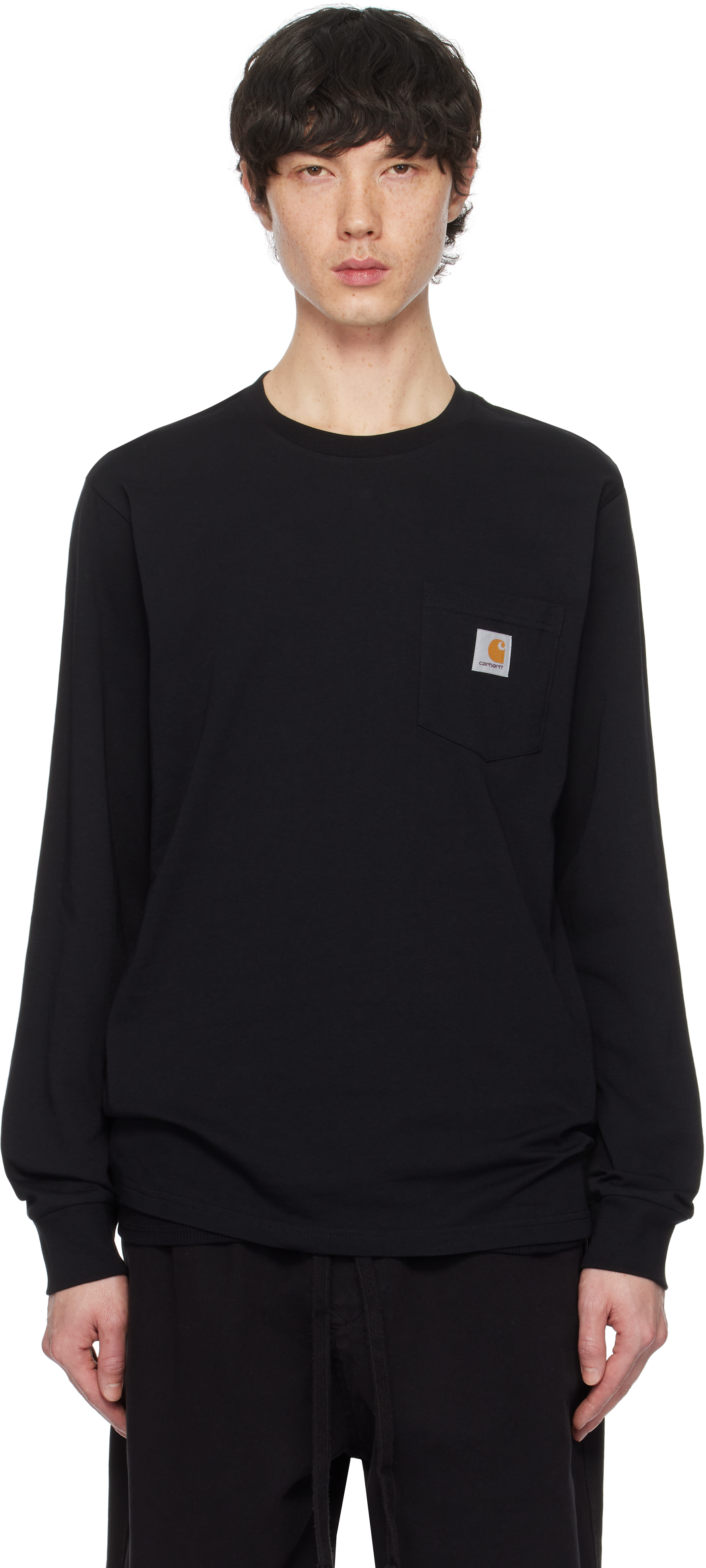 Carhartt Work In Progress: ブラック 長袖 ポケットTシャツ