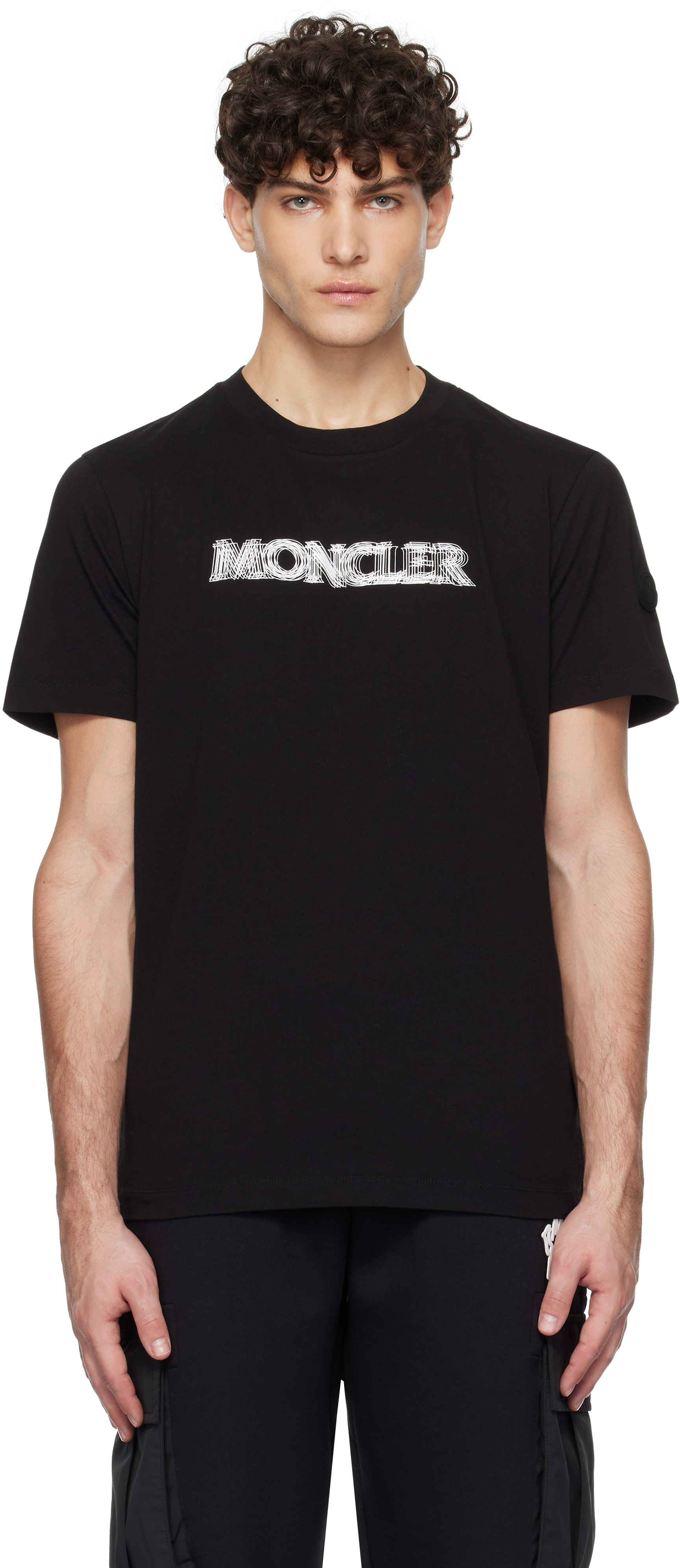 【MONCLER】SS T-SHIRT◆K24028C0000589AZ9 Moncler Men's Check Logo Graphic T-Shirt | Neiman Marcus