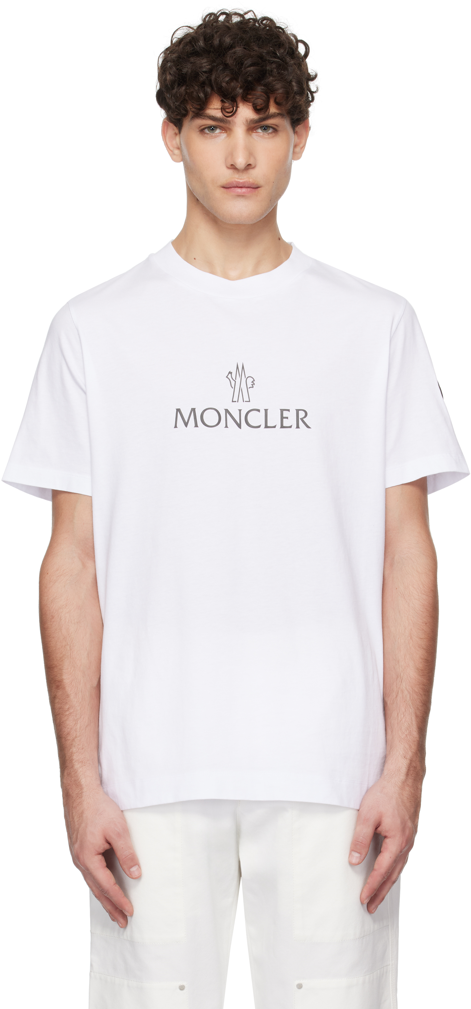Moncler: White Logo Cotton T-shirt | SSENSE