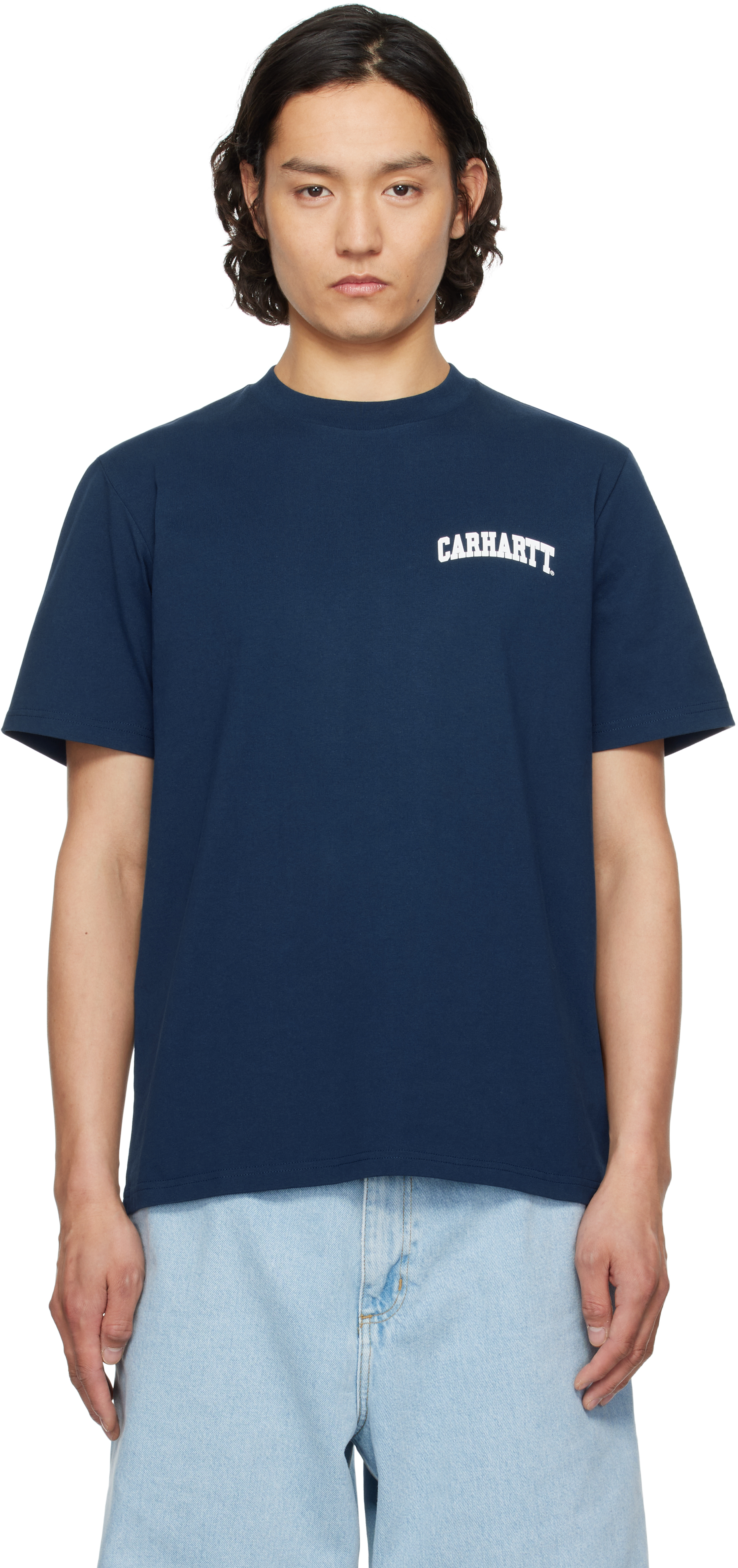 Tシャツ・カットソー Carhartt SS25 'University Script' T-shirt (I034852 2RQXX) Carhartt WIP S/S University Script T-Shirt, White / Black