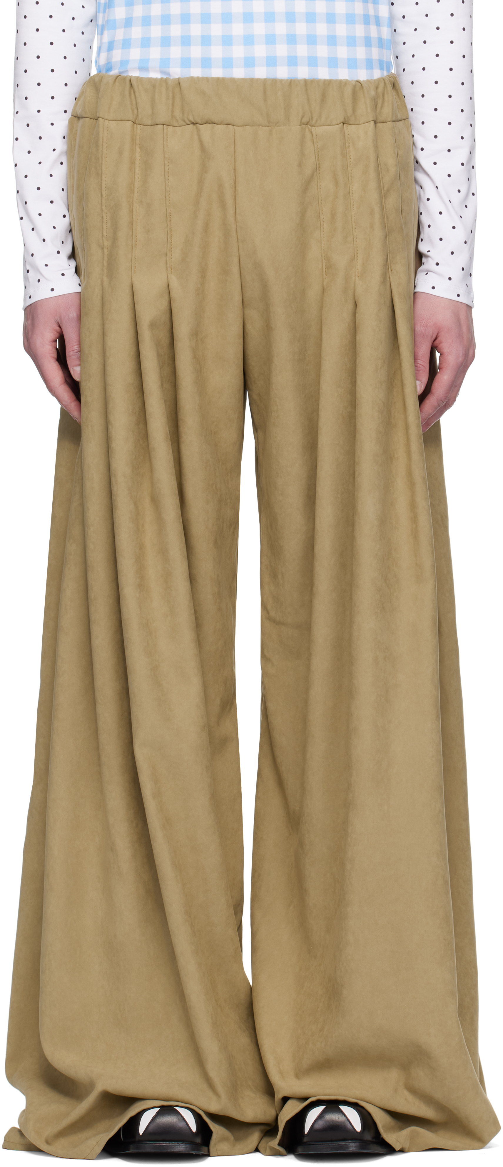 Andrej Gronau Beige Ultra Oversize Pleated Trousers