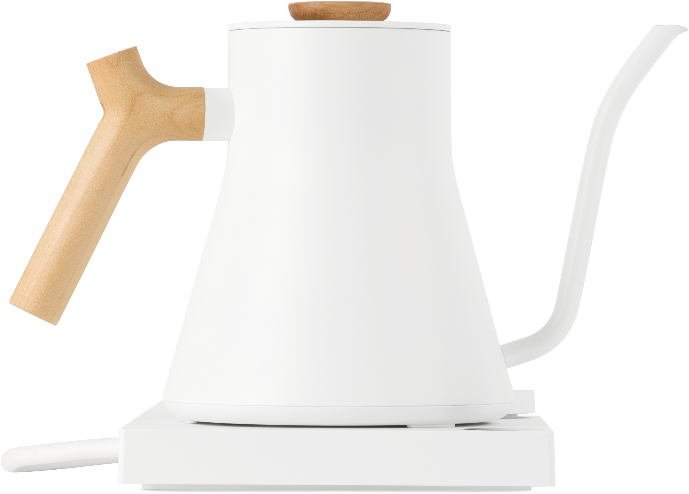 Fellow White Rebrew Stagg Ekg Electric Kettle In Matte White W/ Maple