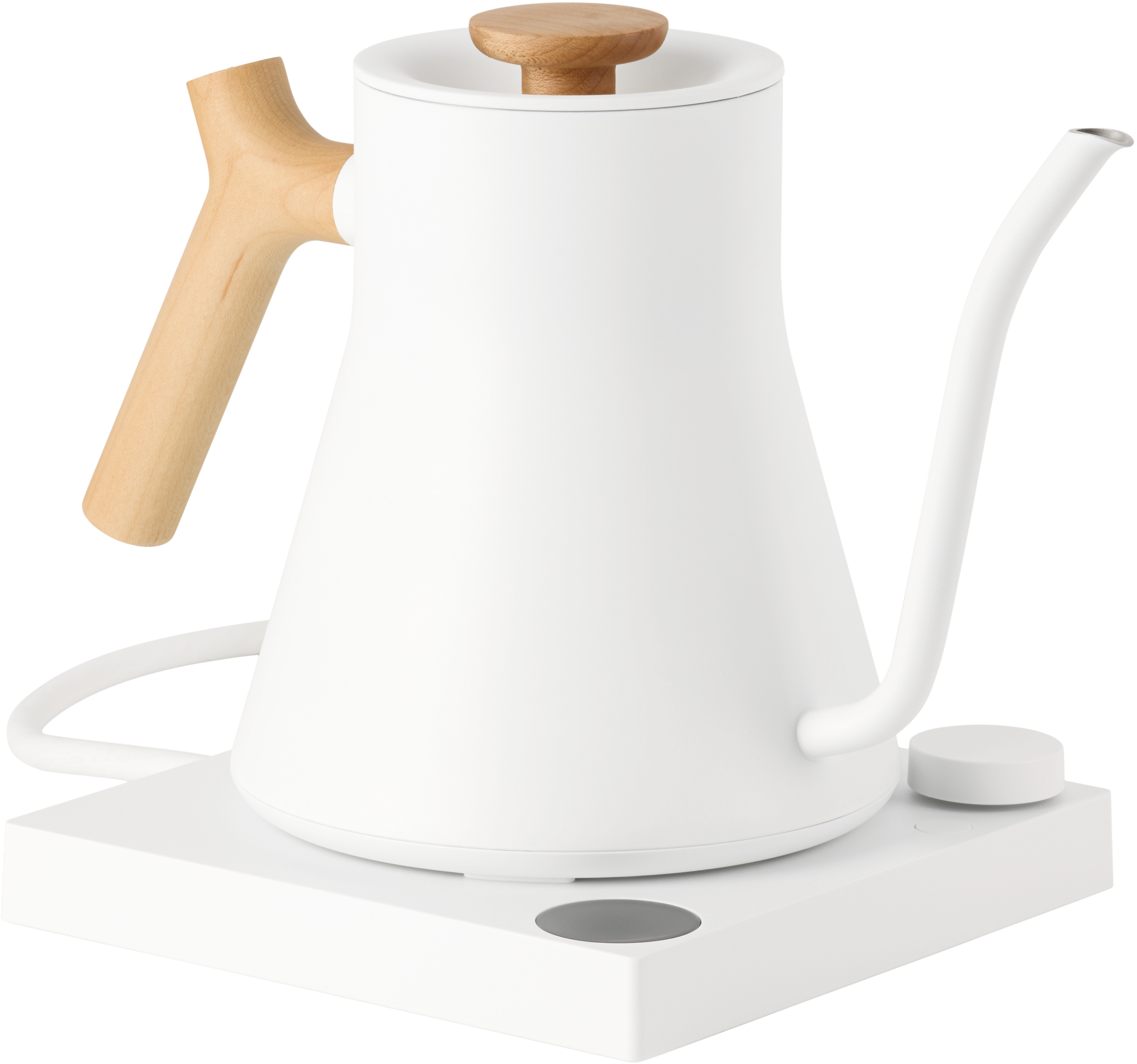 Fellow White Rebrew Stagg Ekg Electric Kettle In Matte White W/ Maple