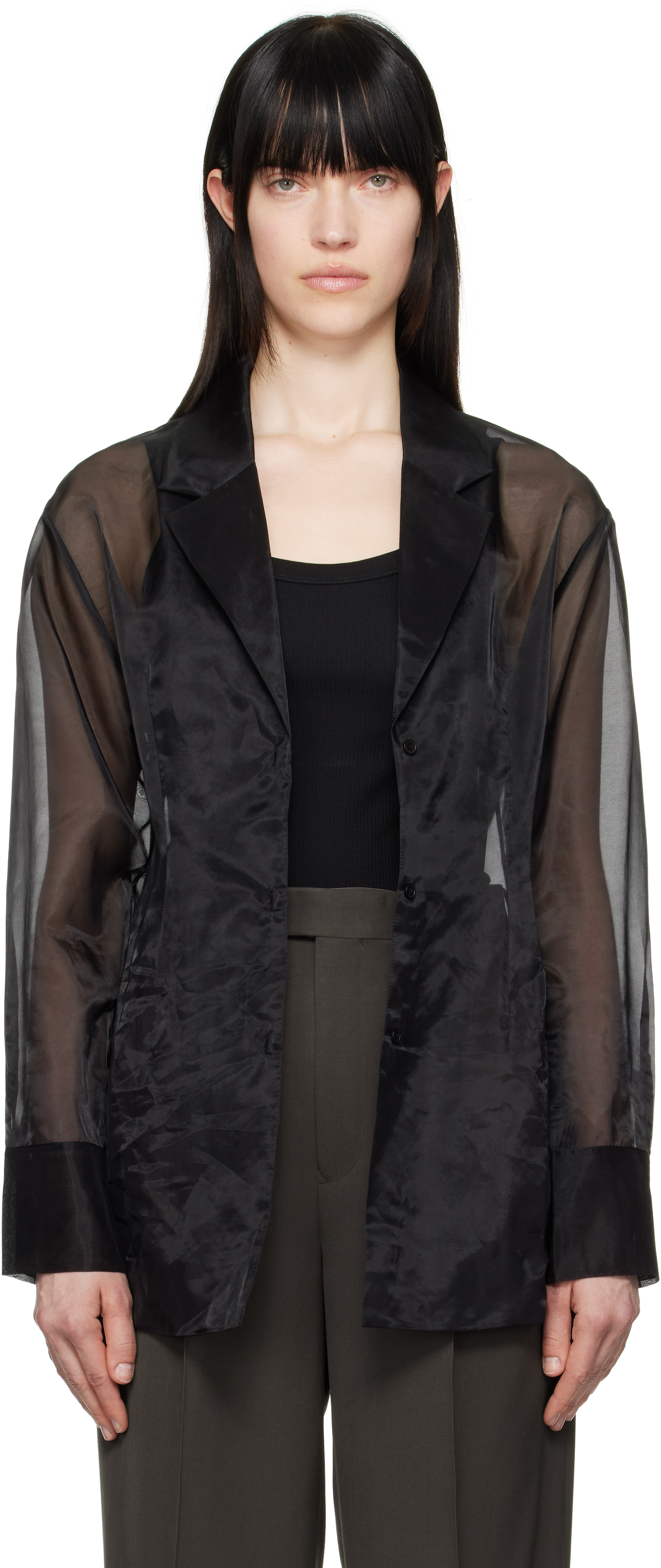 Black Lise Sheer Blazer