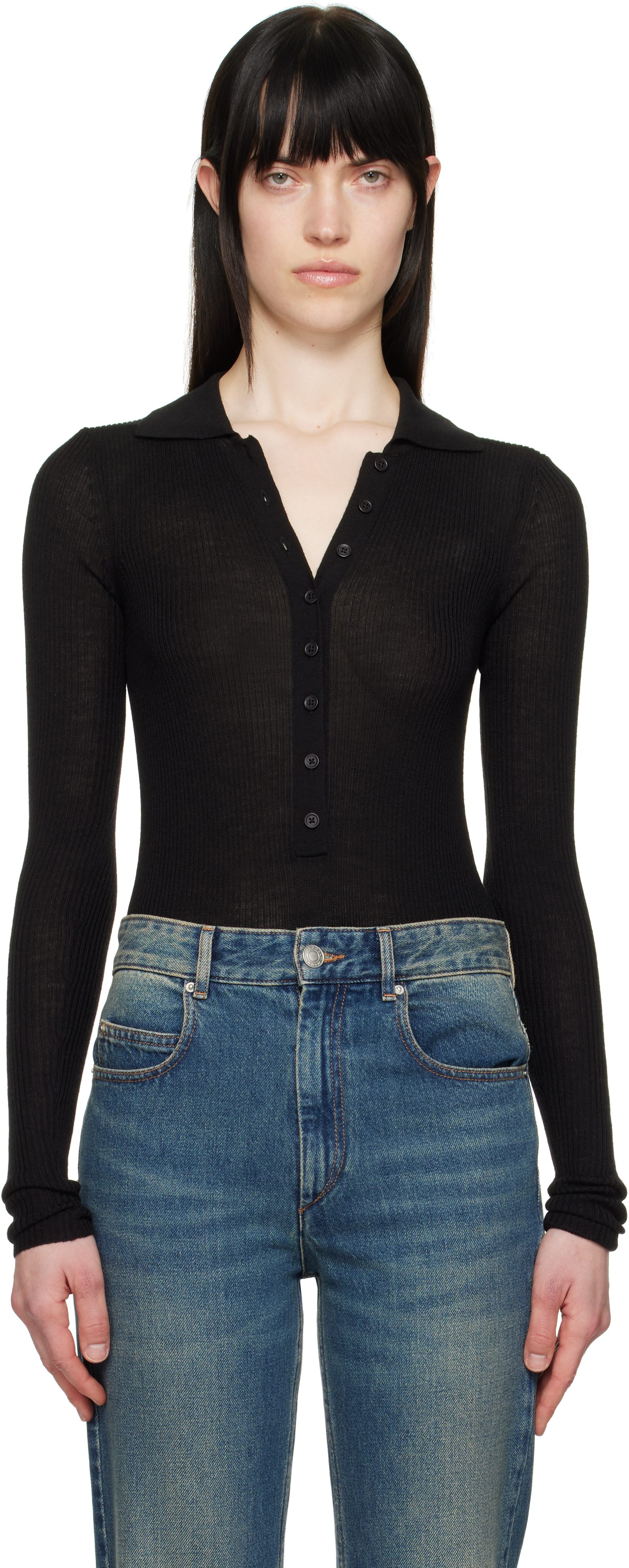 Black Solana Polo Bodysuit