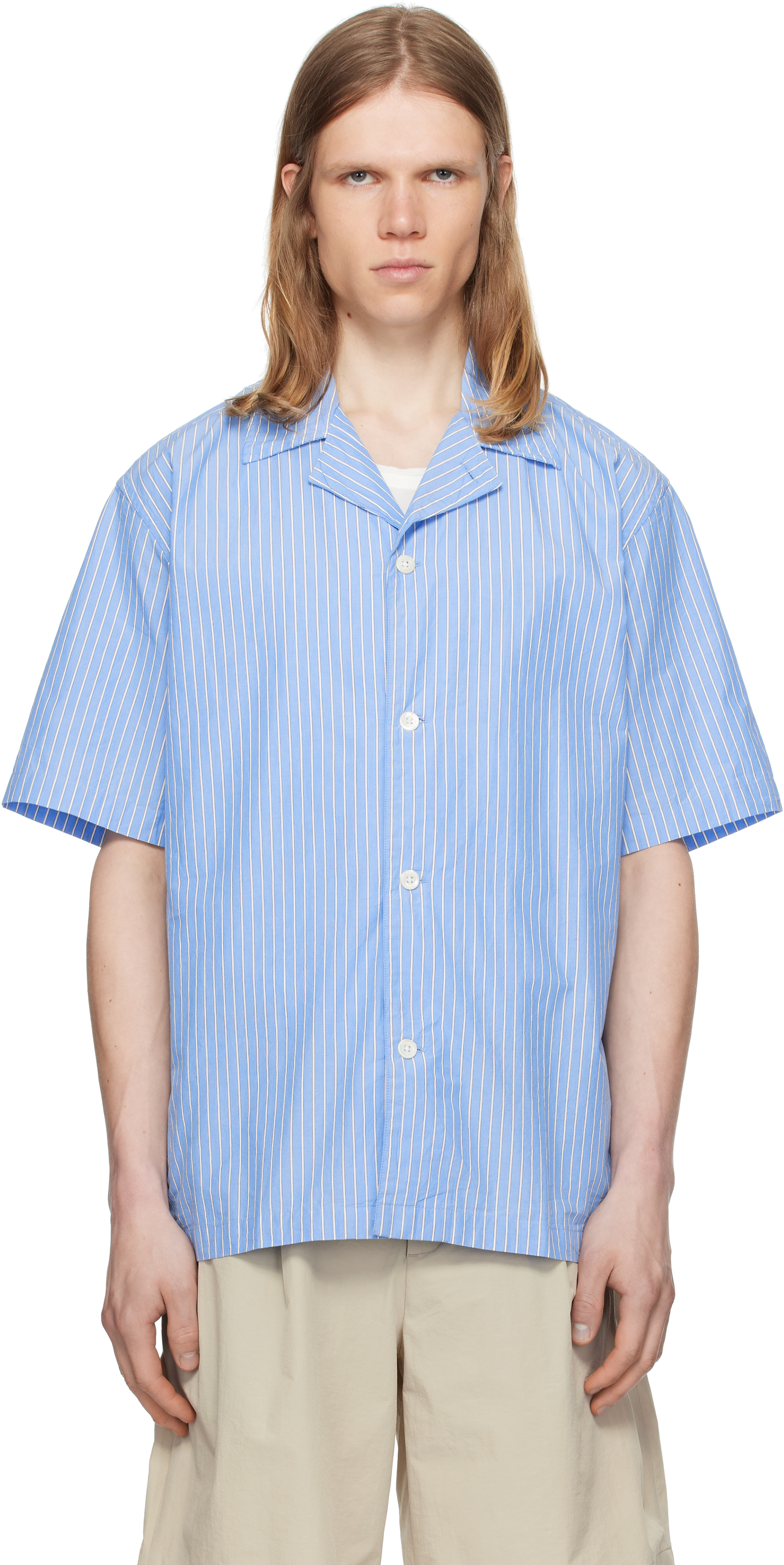 Blue Mads Poplin Stripe SS Shirt