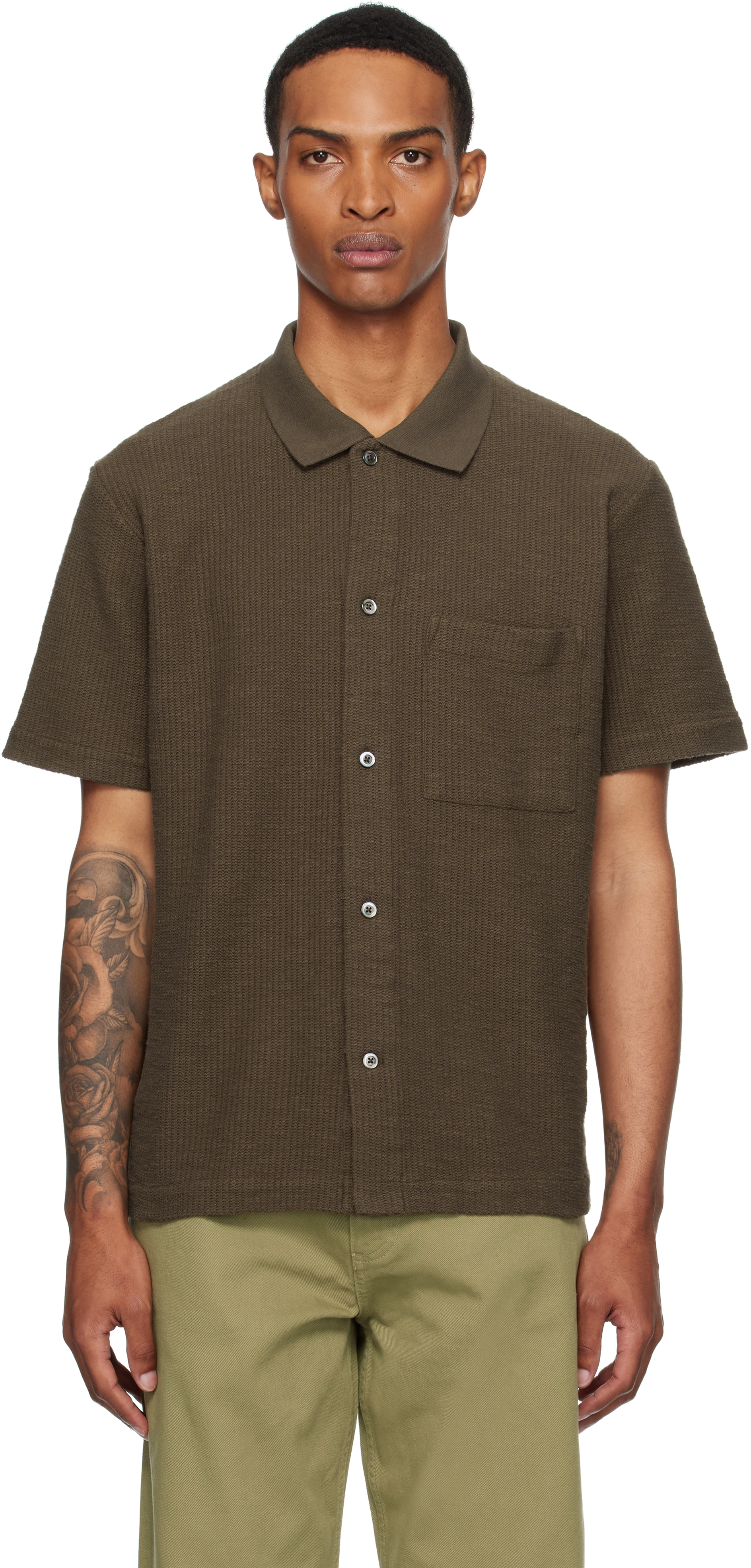Norse Projects Brown Gustav Crochet Jersey Shirt