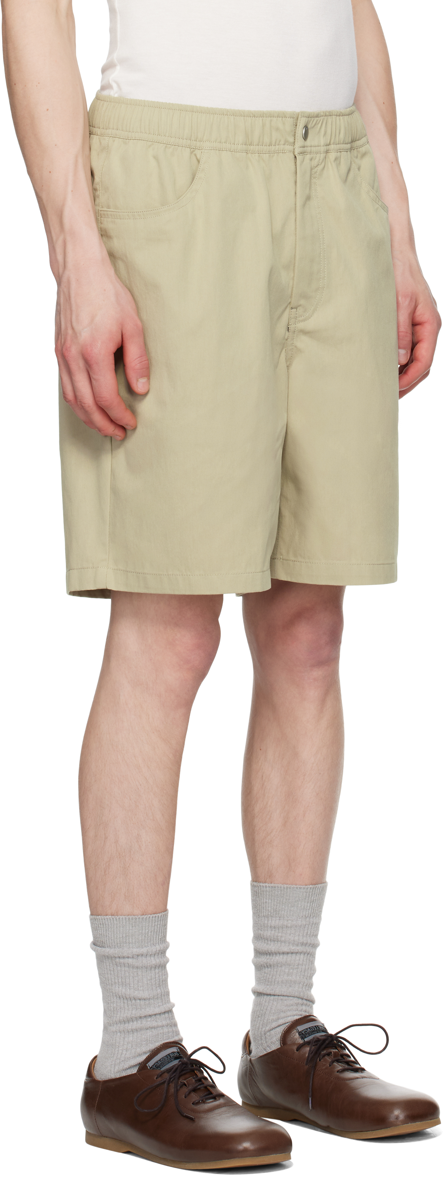 Norse Projects Beige Ragnar Fine Broken Twill Shorts In Green