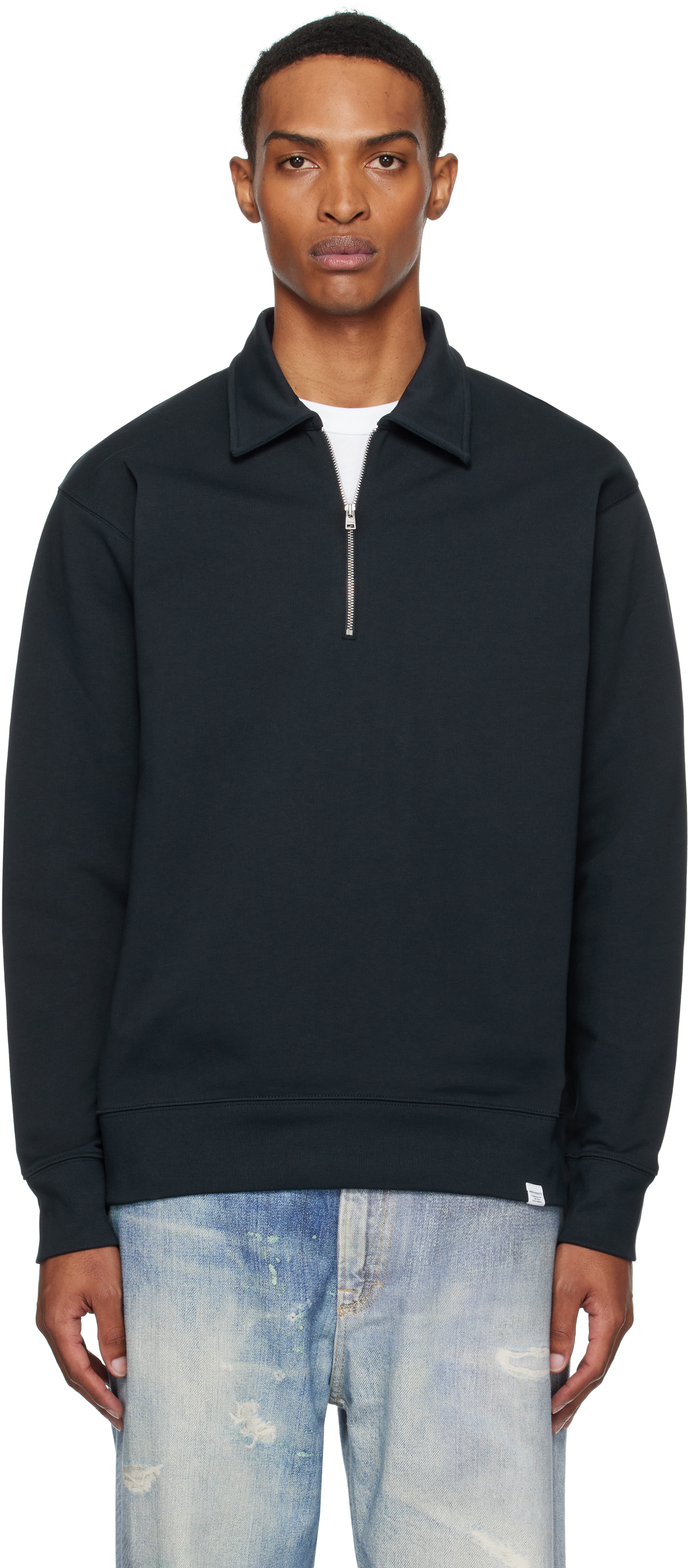 Norse Projects Navy Ketel Relaxed Organic Half Zip Sweatshirt