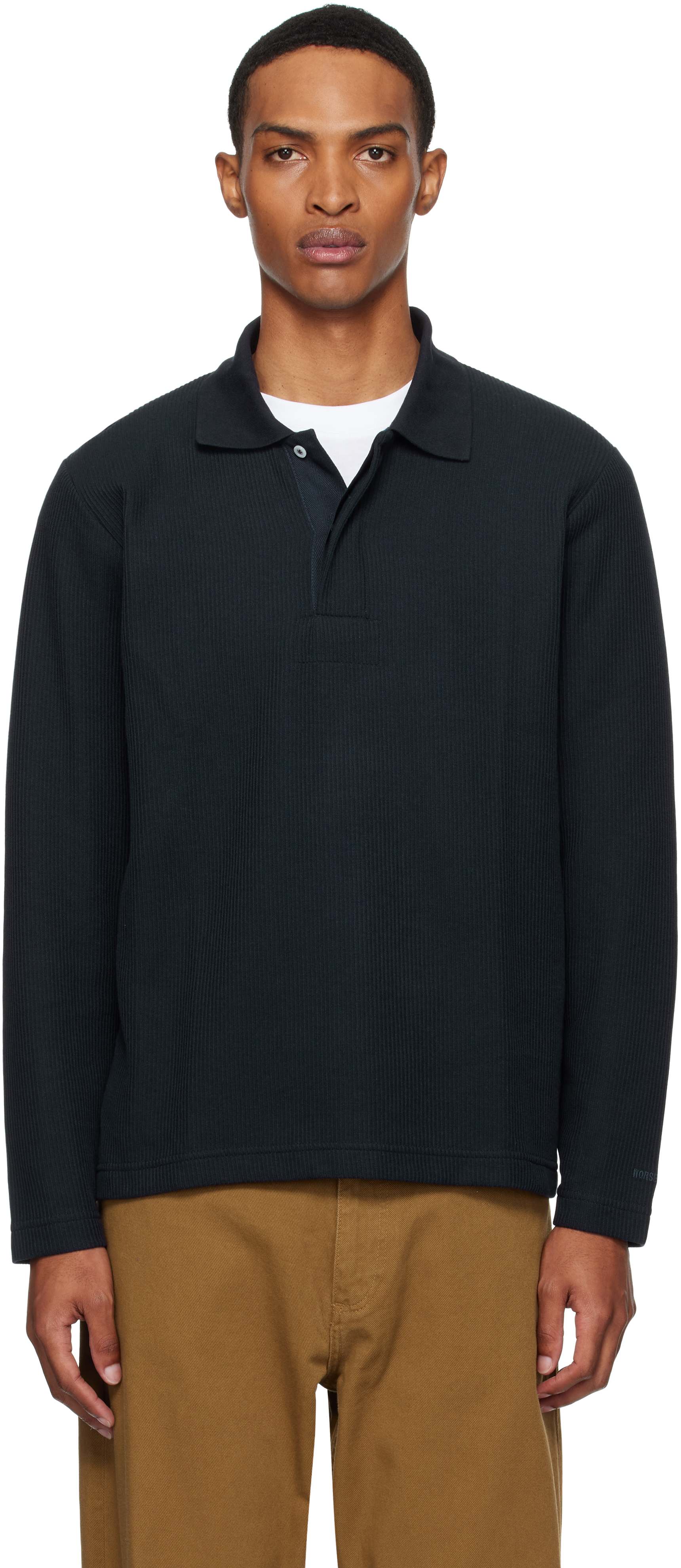 Norse Projects Navy Ruben Double Face Ls Polo
