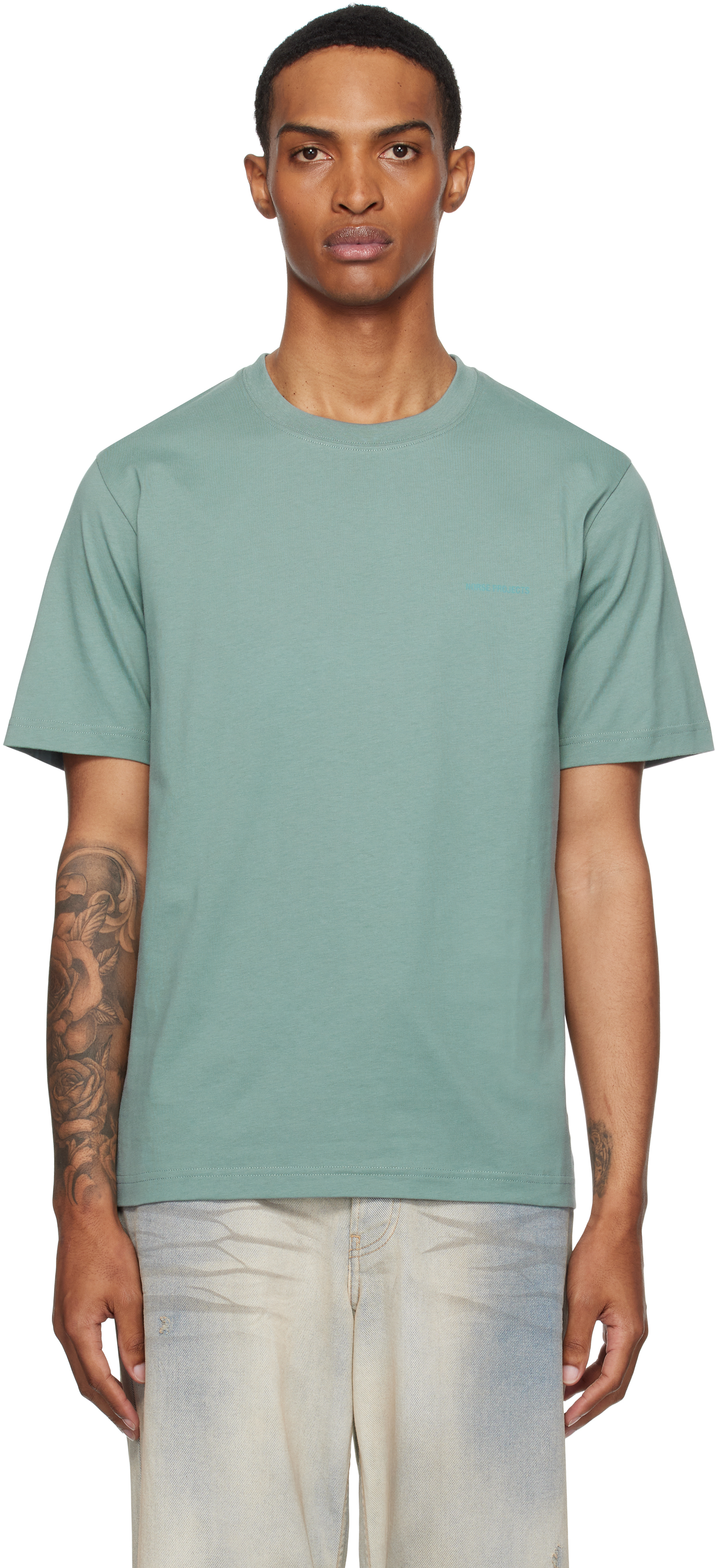Norse Projects Blue Johannes Organic 'norse' Logo Print T-shirt