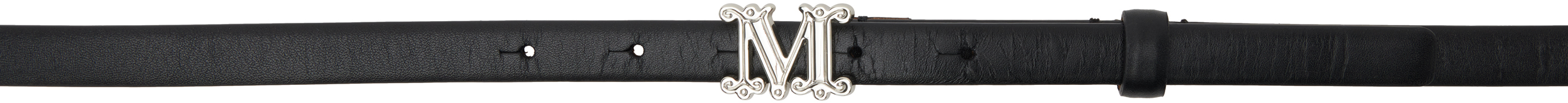 Shop Max Mara Black Leather Monogram Belt In 001 Black